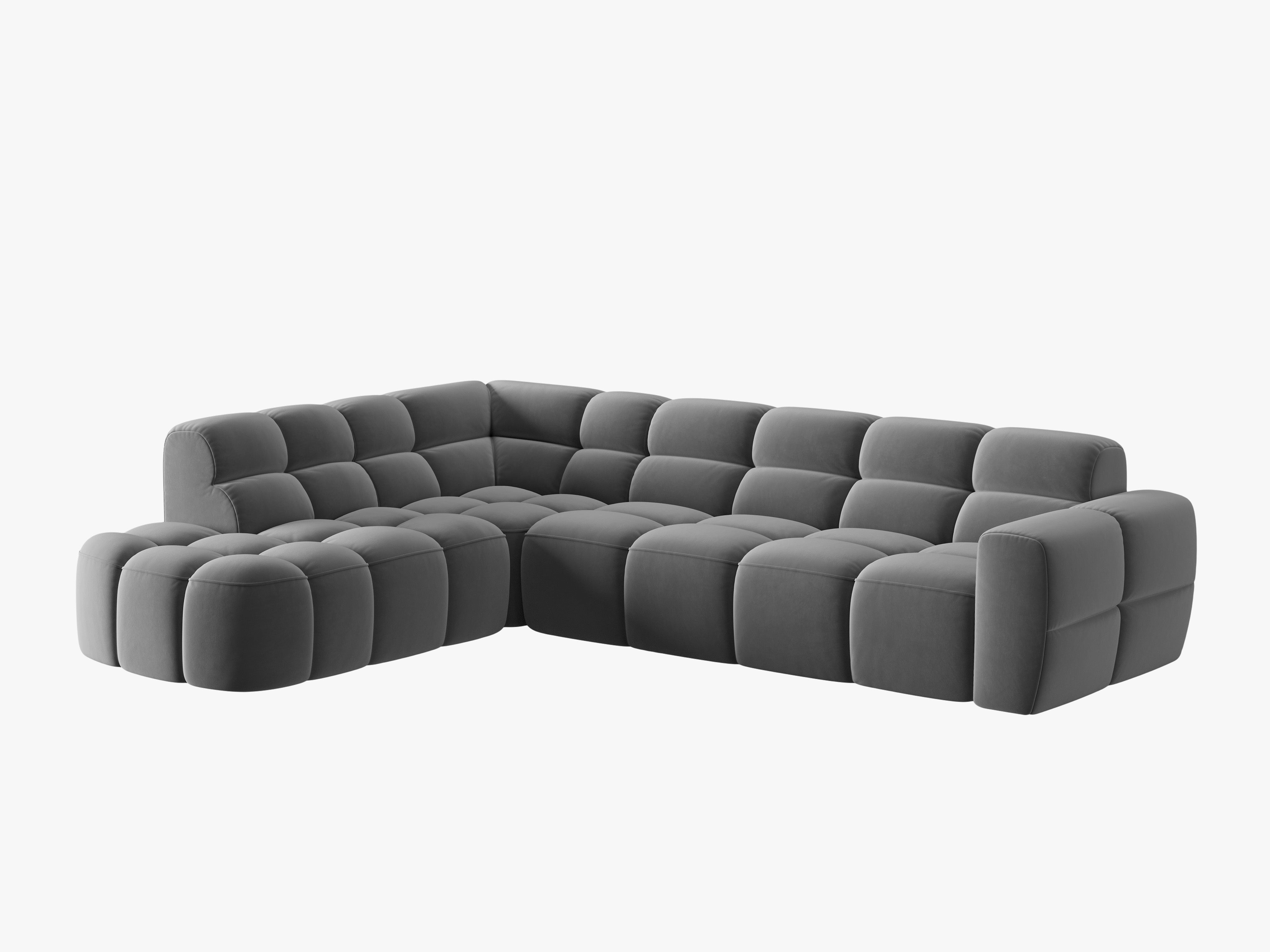 Left-facing velvet corner sofa LISA light gray [Monika] [Julia spr]