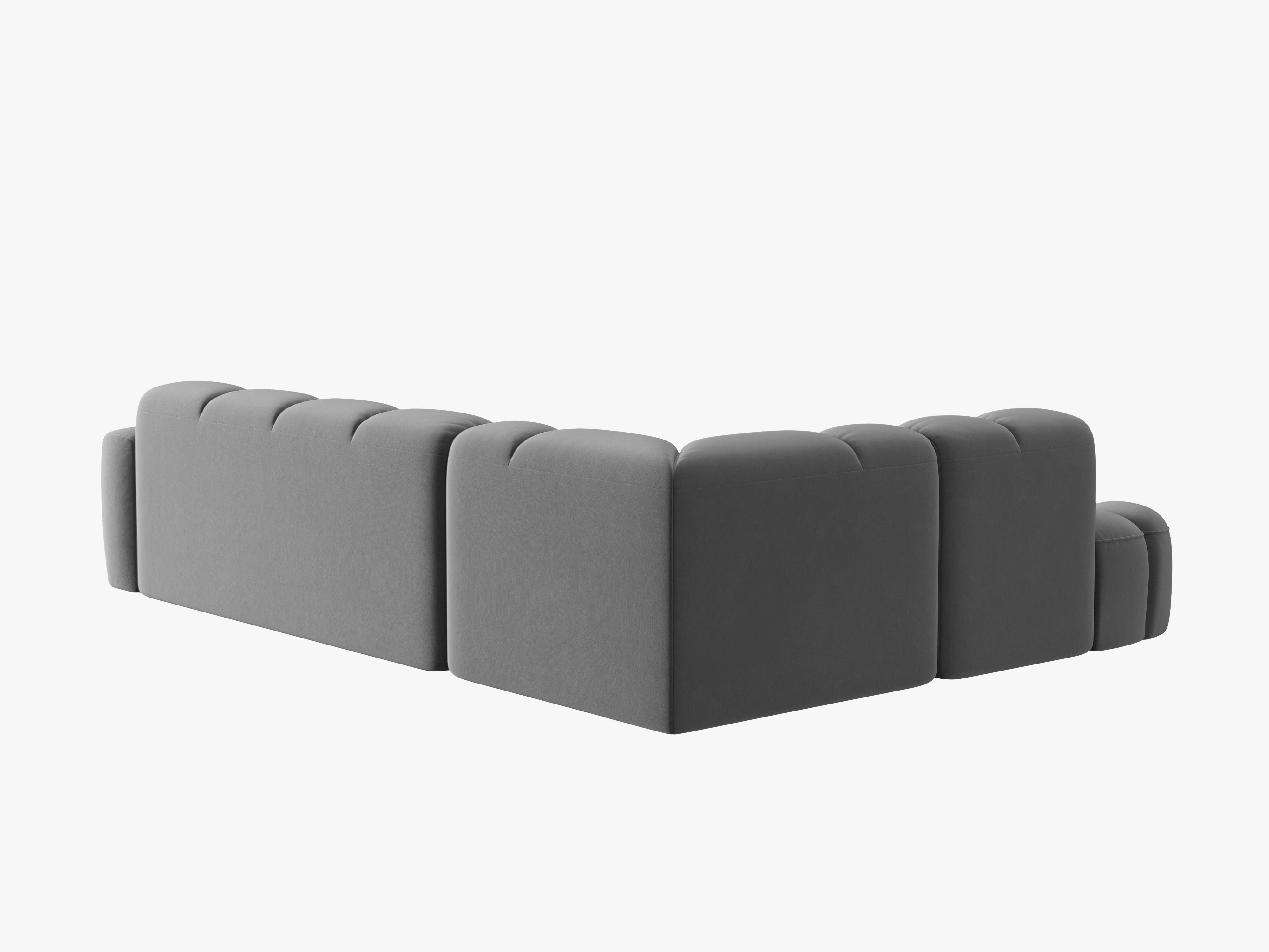 Left-facing velvet corner sofa LISA light gray [Monika] [Julia spr]