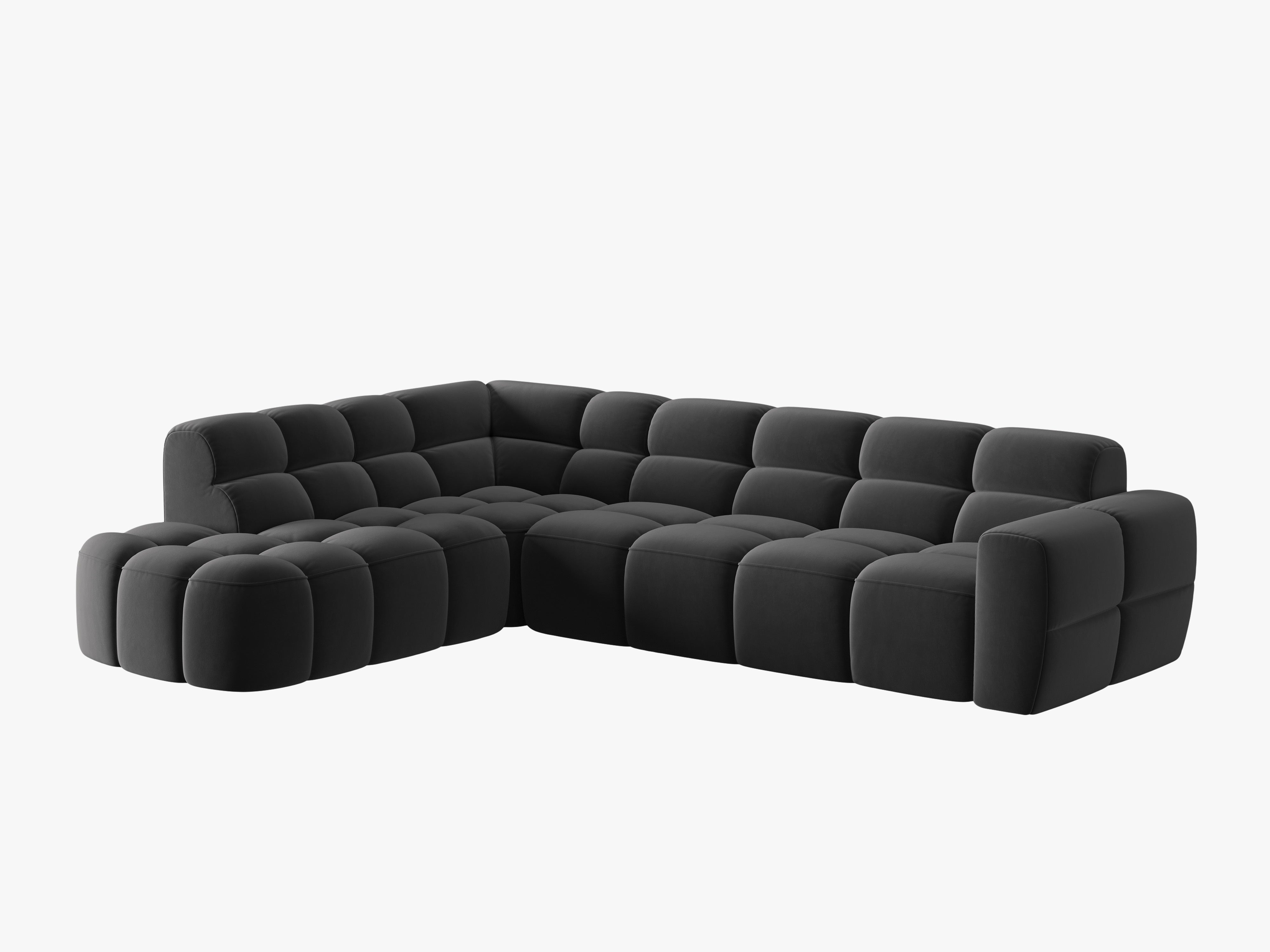 Left-facing velvet corner sofa LISA dark gray [Monika] [Julia spr]