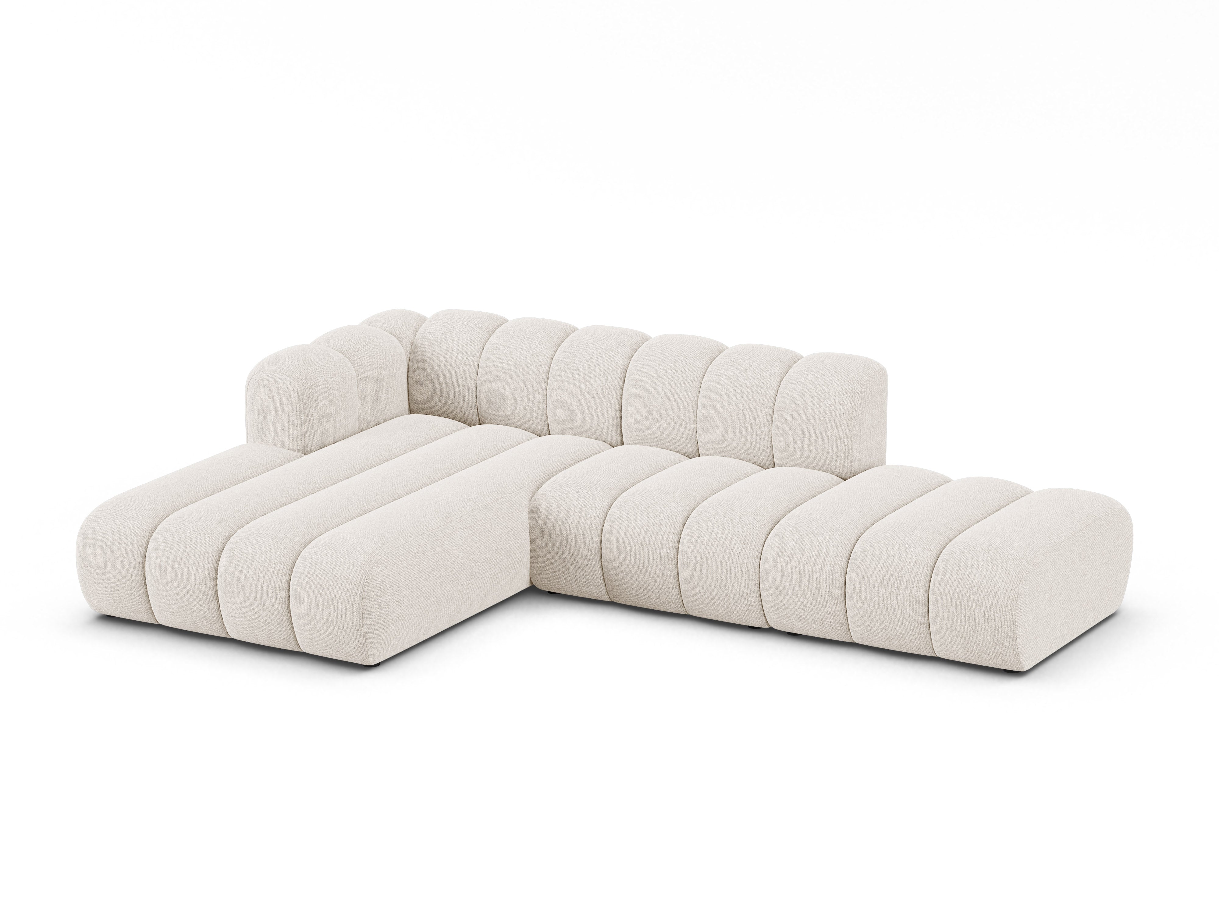 5-sitzige linke Eckcouch LUPINE hellbeige Chenille