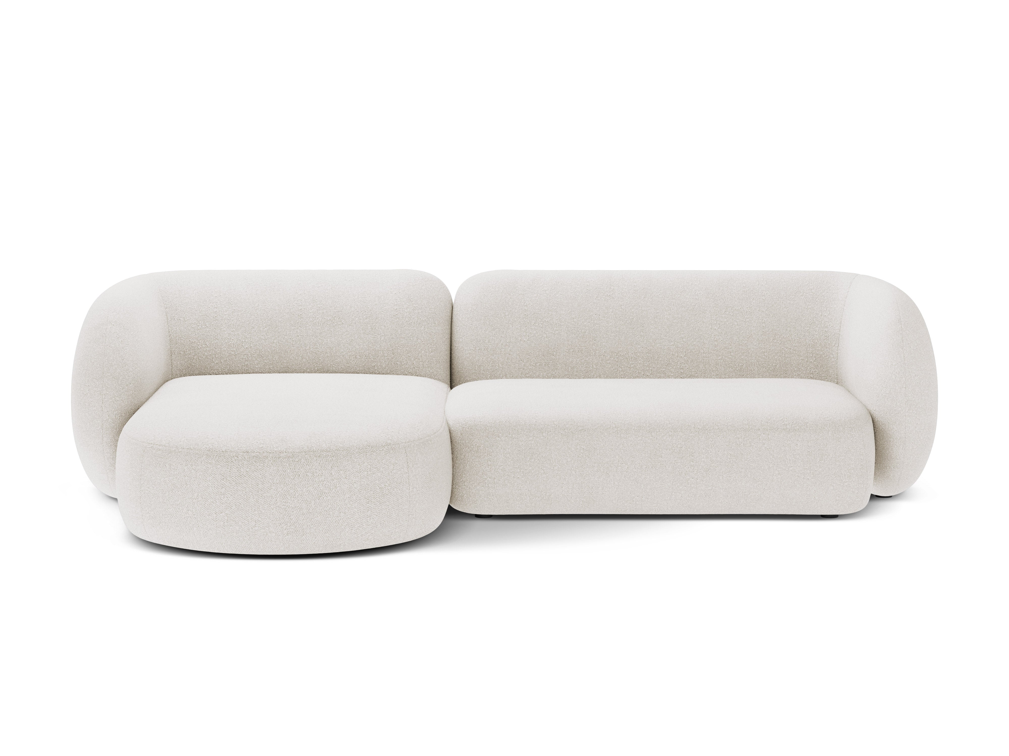 Left-facing 3-seater sofa KATE white boucle