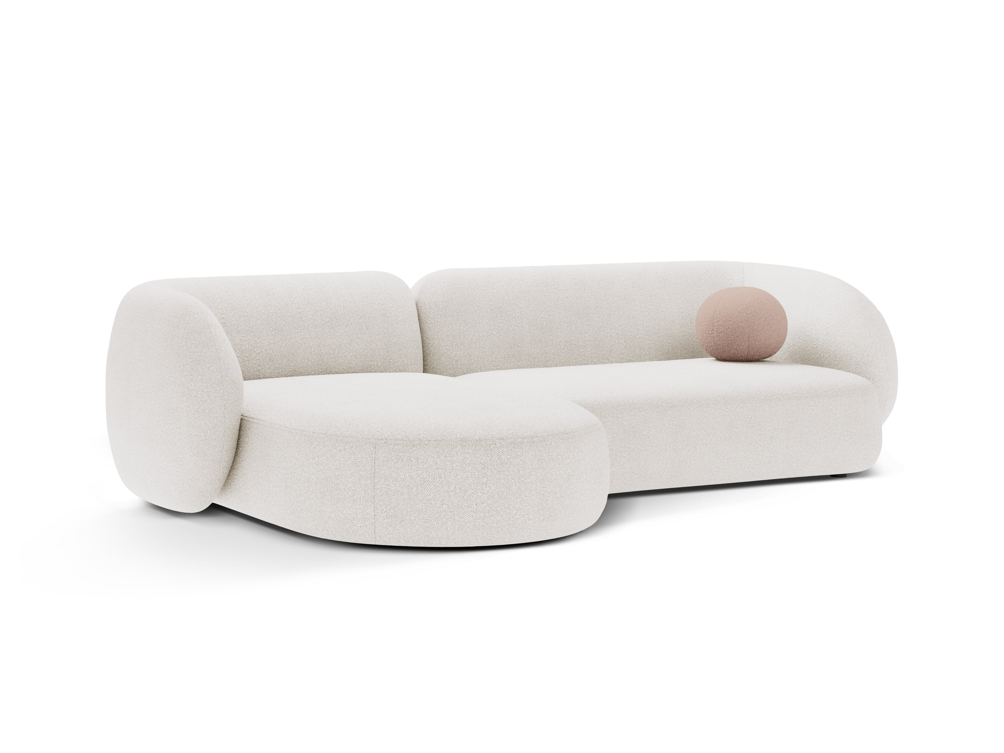 Left-facing 3-seater sofa KATE white boucle