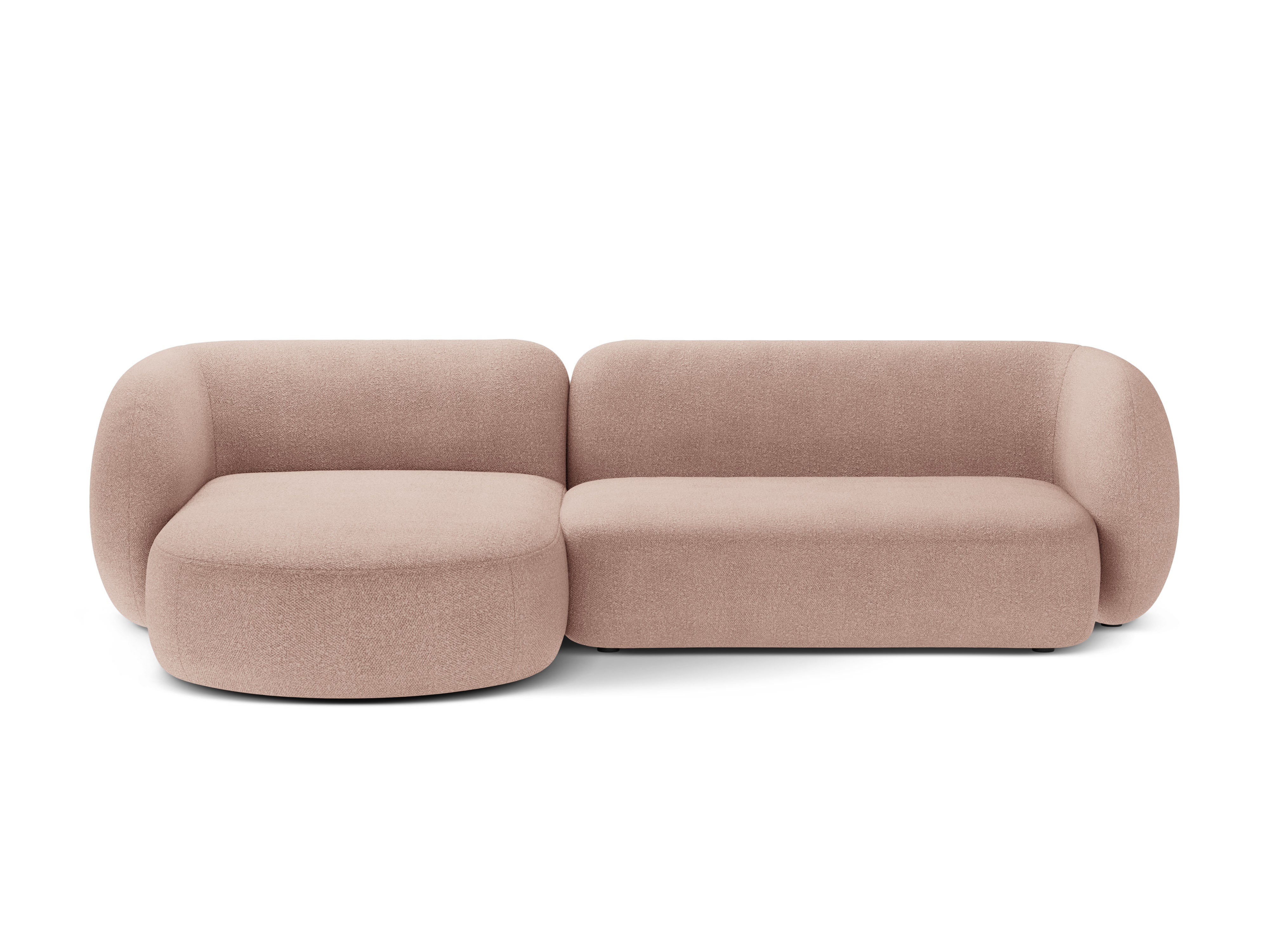 Left-facing 3-seater sofa KATE pink boucle