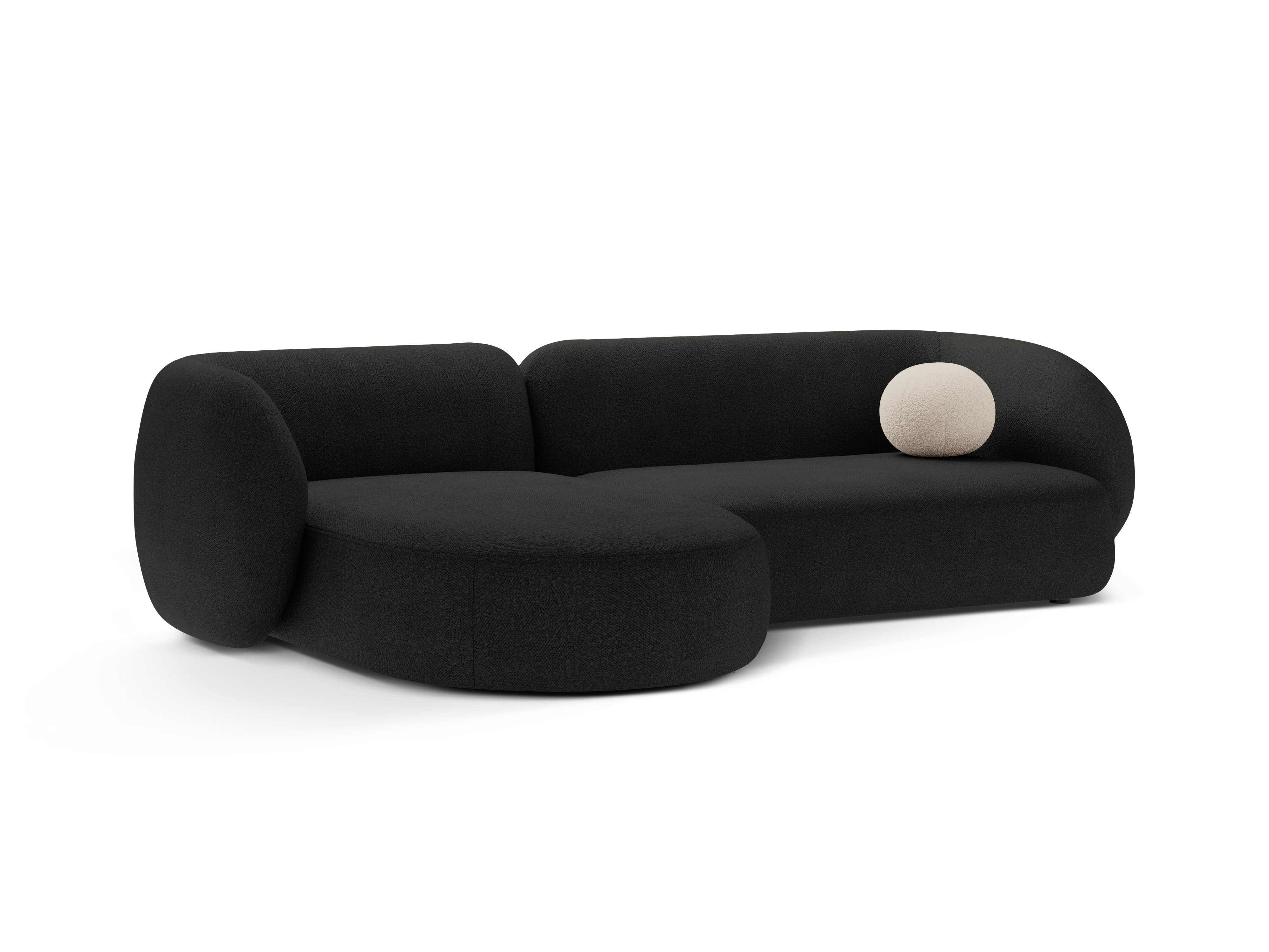 Linksseitiges 3-Sitzer-Sofa KATE schwarzes Boucle