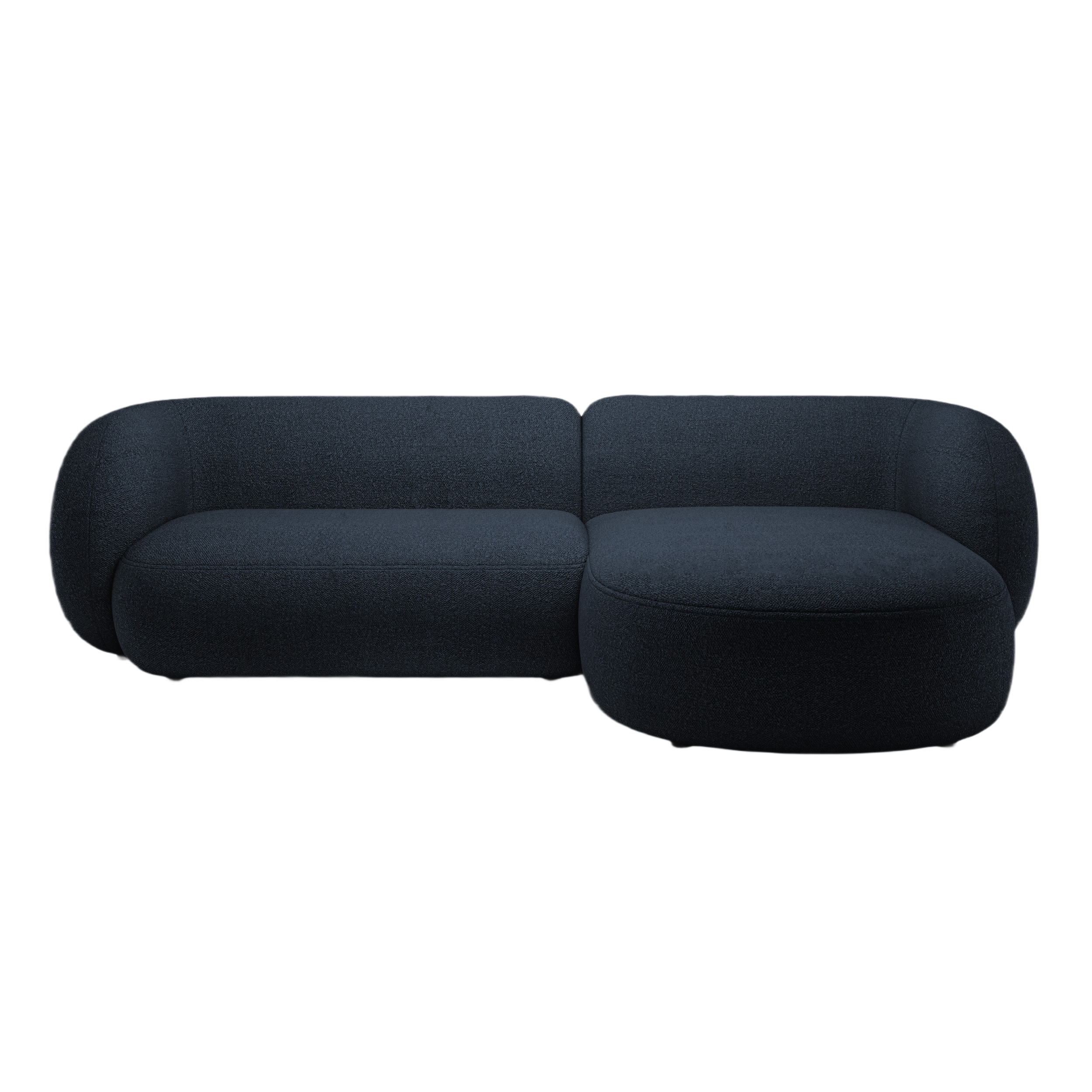 Rechtsseitige 3-Sitzer-Eckcouch KATE in marineblauem Boucle