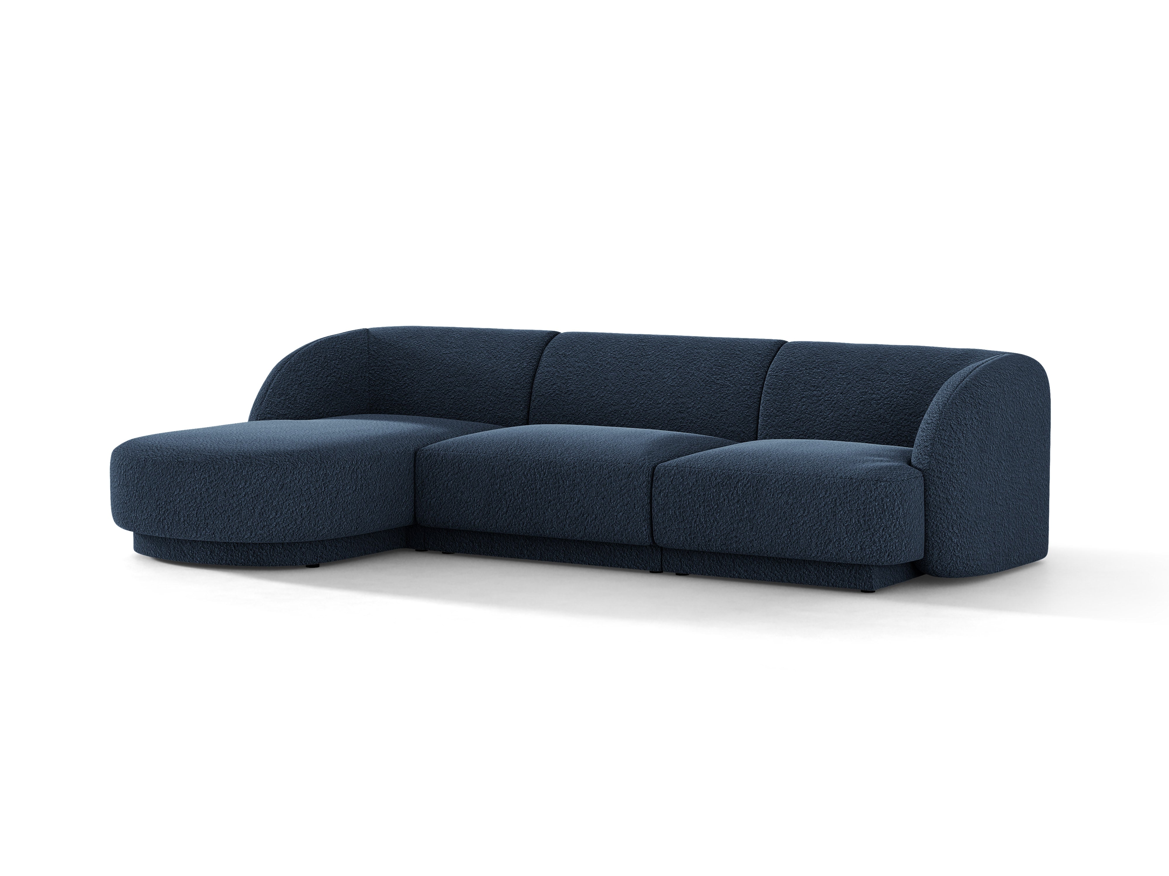 4-sitziges, linksseitiges Ecksofa MILEY dunkelblau Boucle