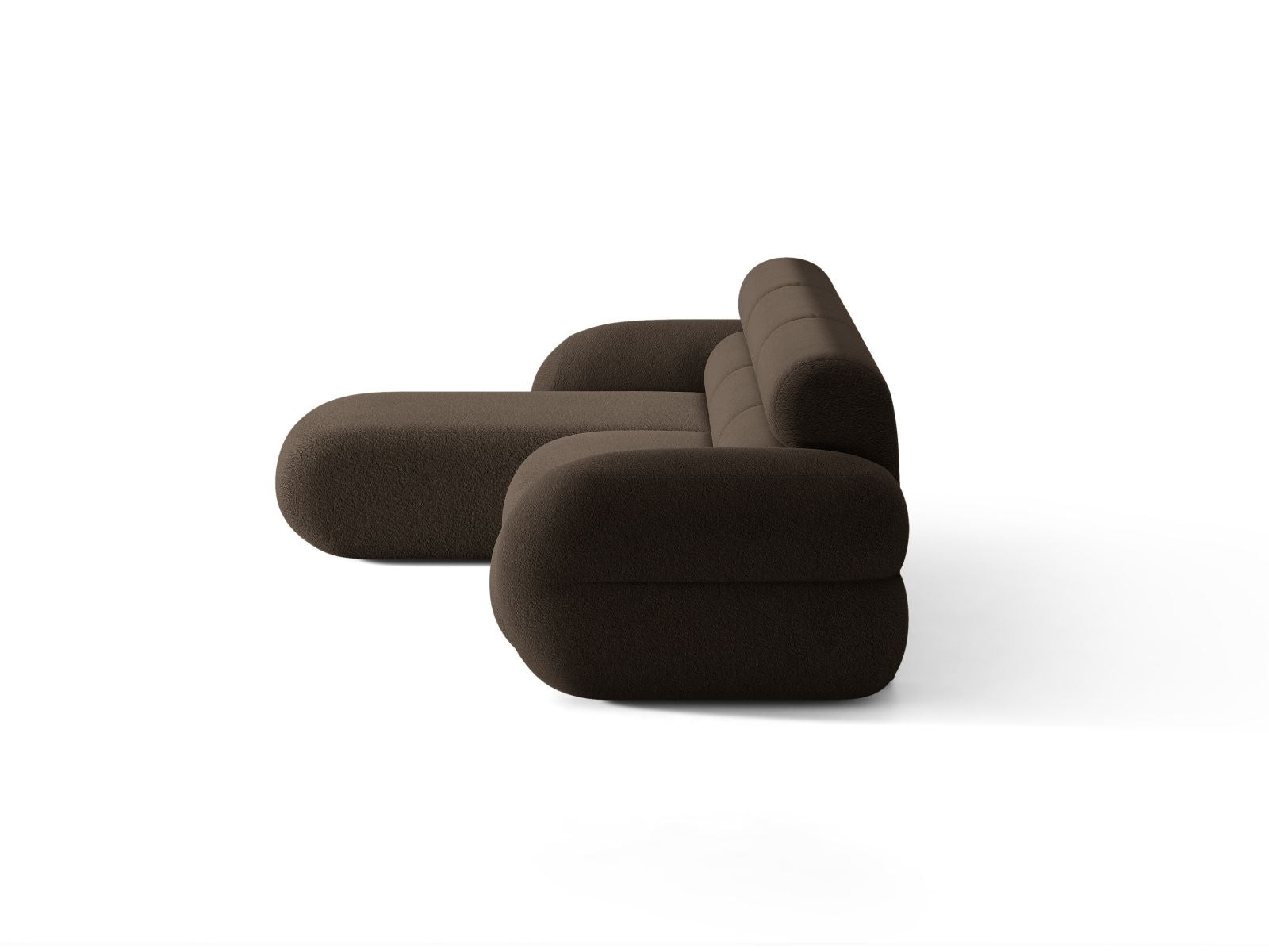 Linker NEO Ecksofa in braunem Boucle-Stoff