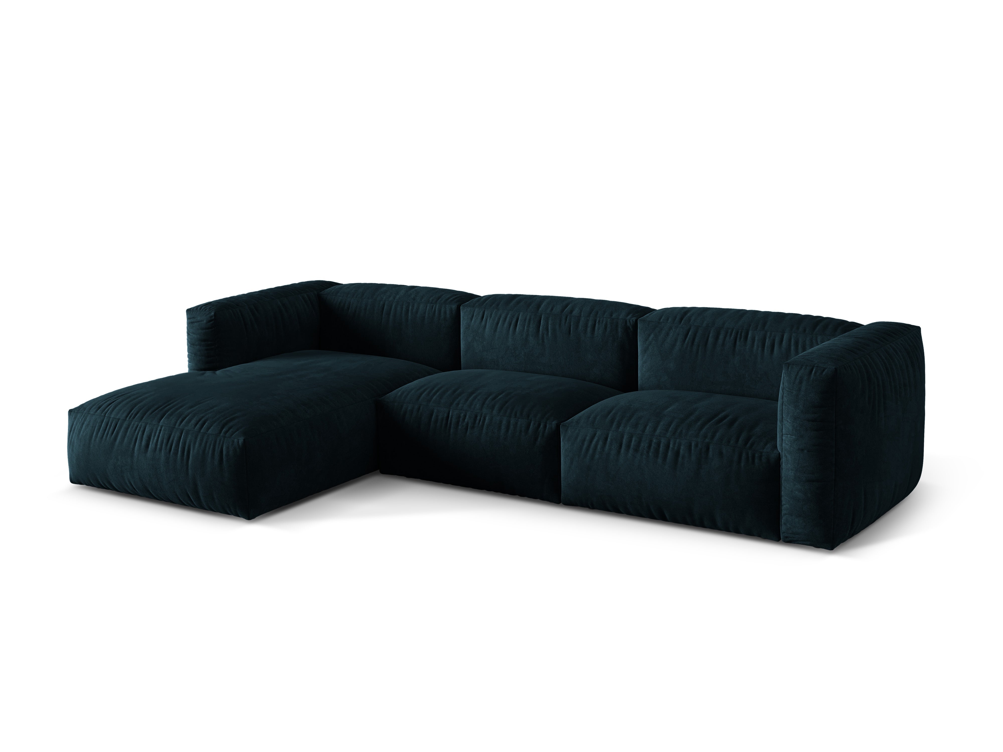 Left-handed velvet 3-seater Martin Petrol Martin