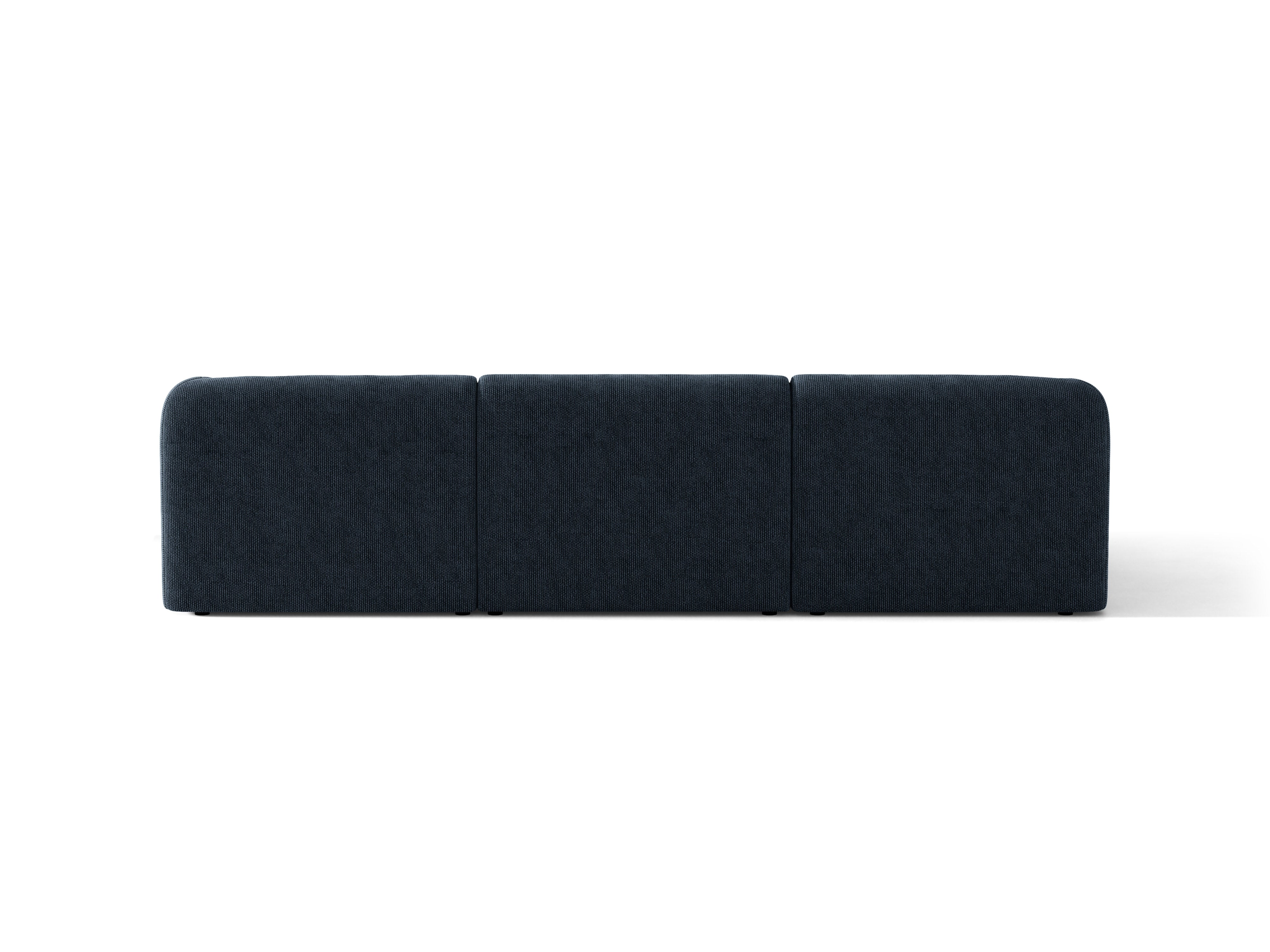 4-sitziges linksseitiges Ecksofa MILEY in samtigem dunkelblauem Chenille