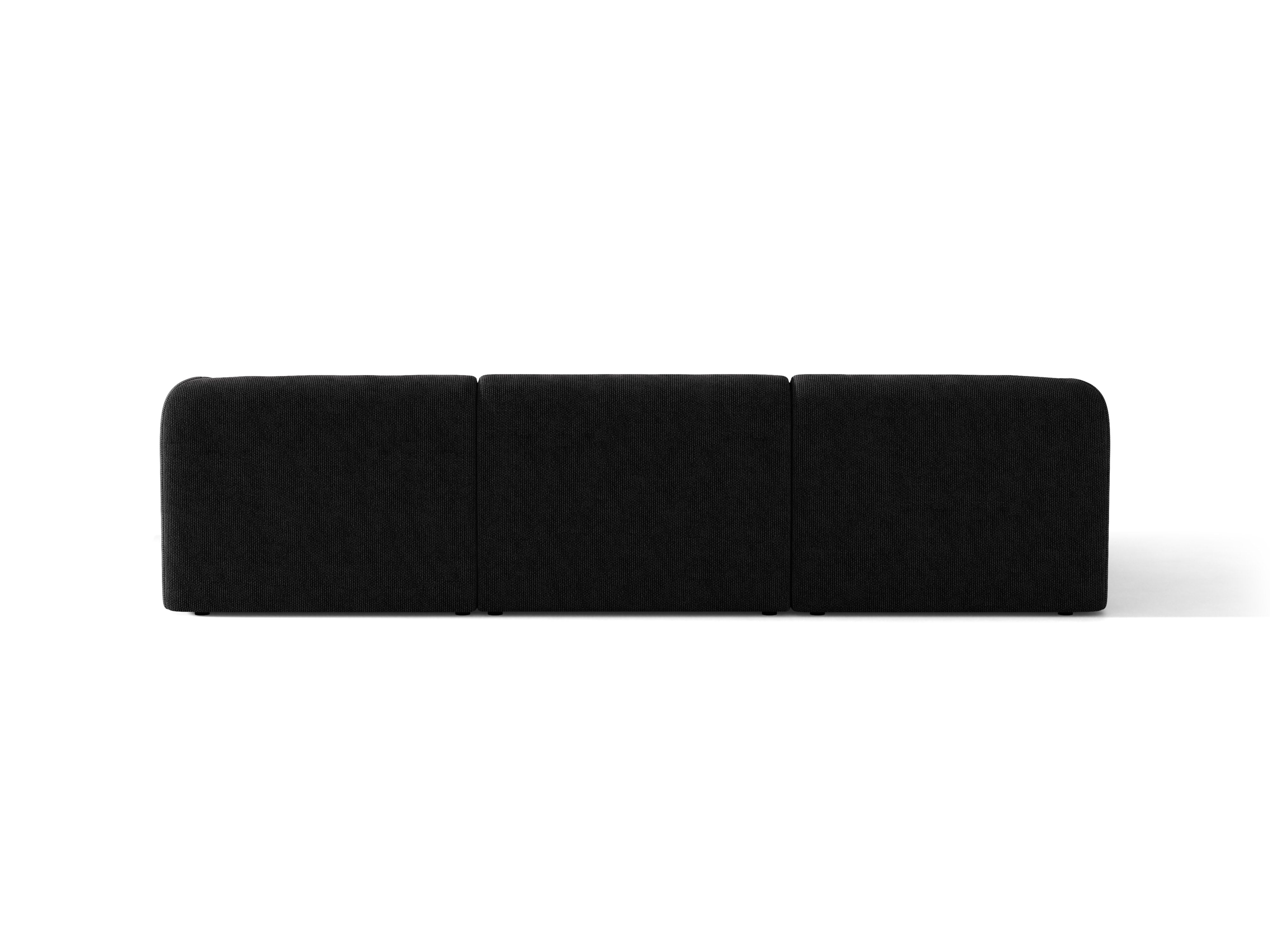 4-sitziges linksseitiges Ecksofa MILEY aus schwarzem schimmerndem Chenille
