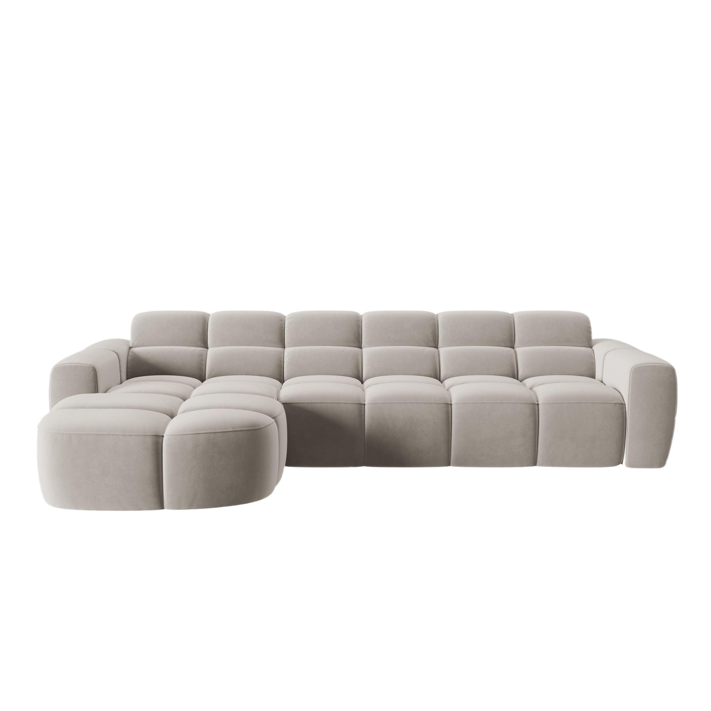 Left-facing velvet corner sofa LISA light beige [Monika]