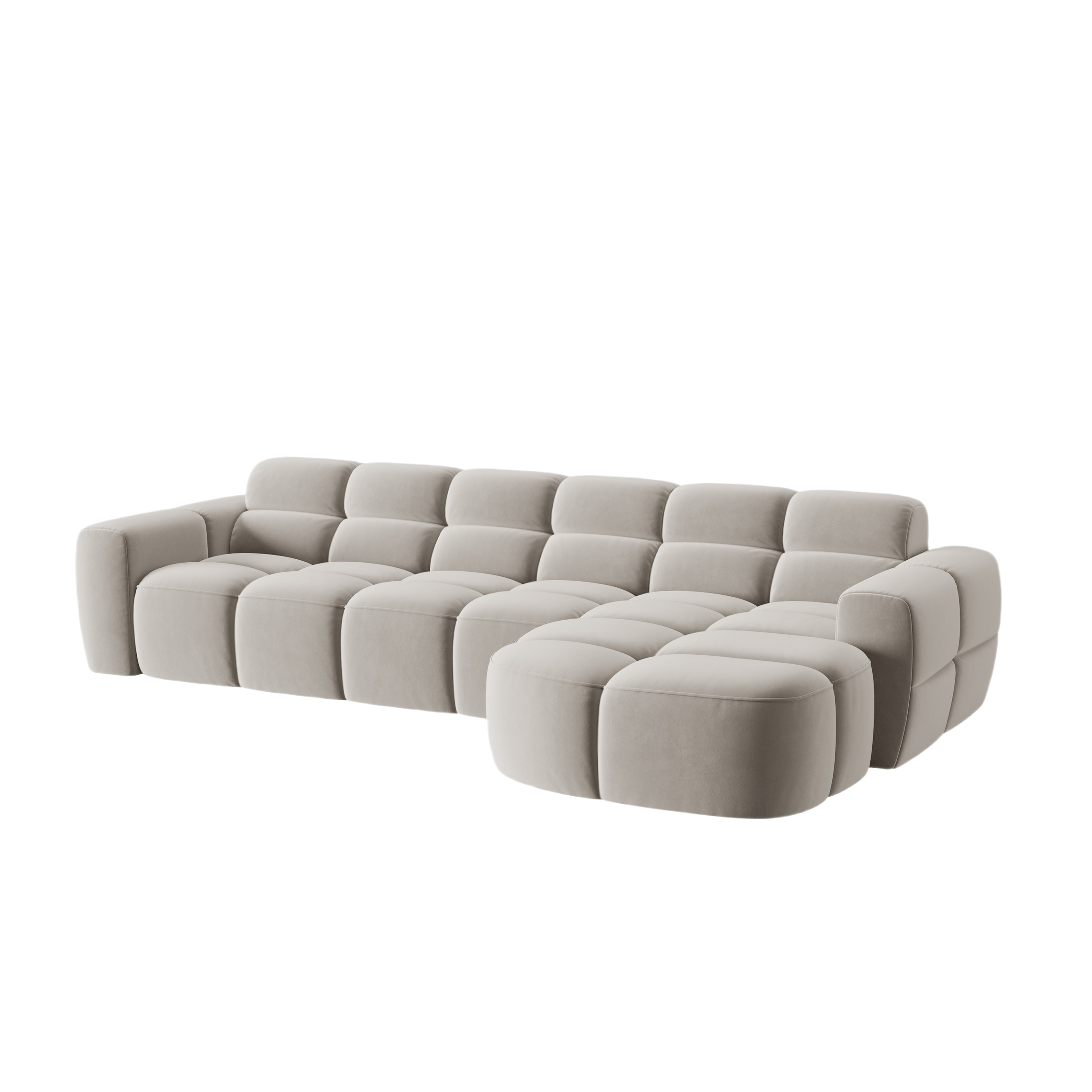 Samt-Ecksofa rechts LISA hellbeige [Monika]  [Julia spr]