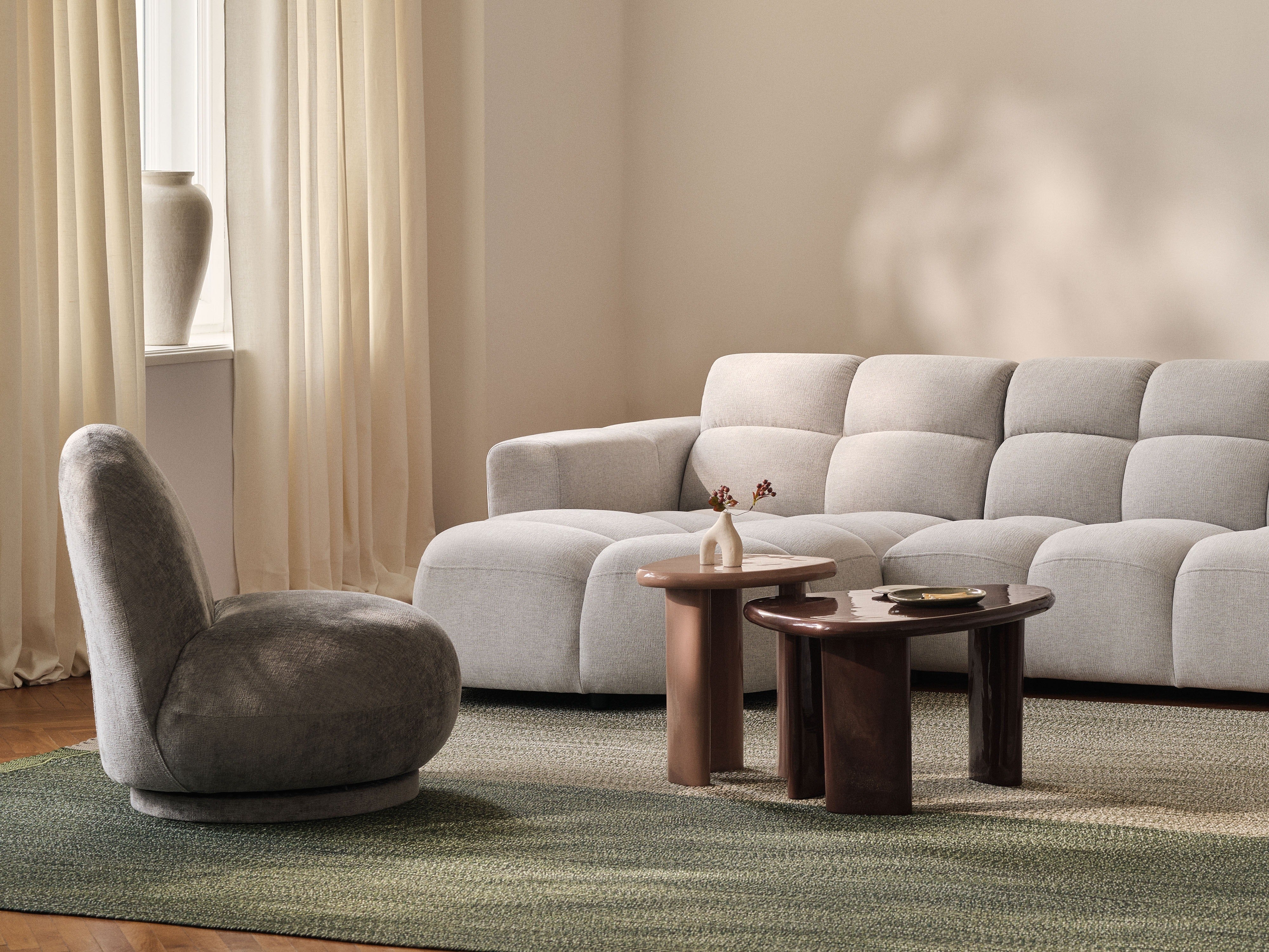 Right-facing velvet corner sofa LISA dark gray [Monika] [Julia spr]