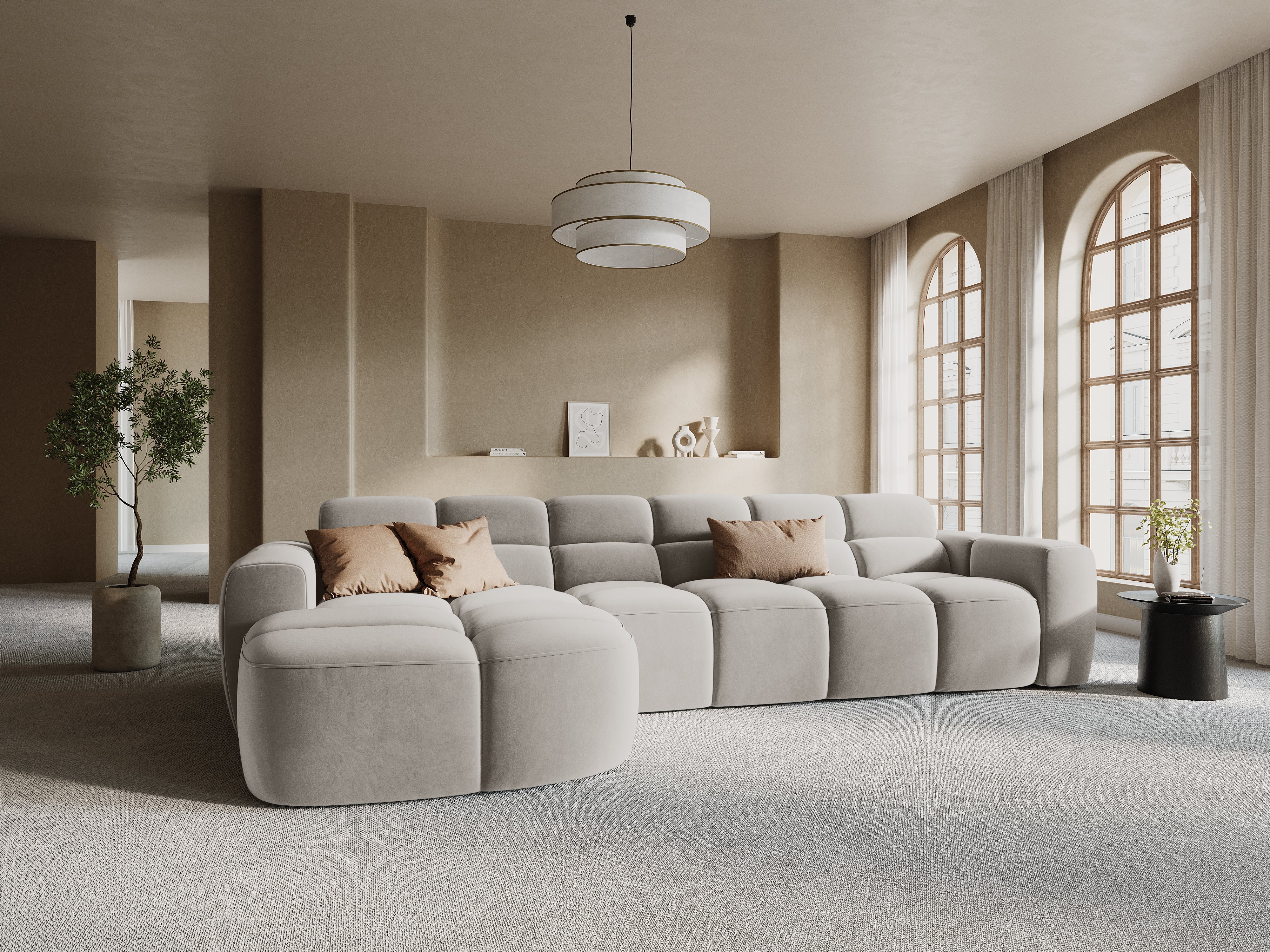 Left-sided corner sofa LISA light gray chenille [Monika] [Julia spr]