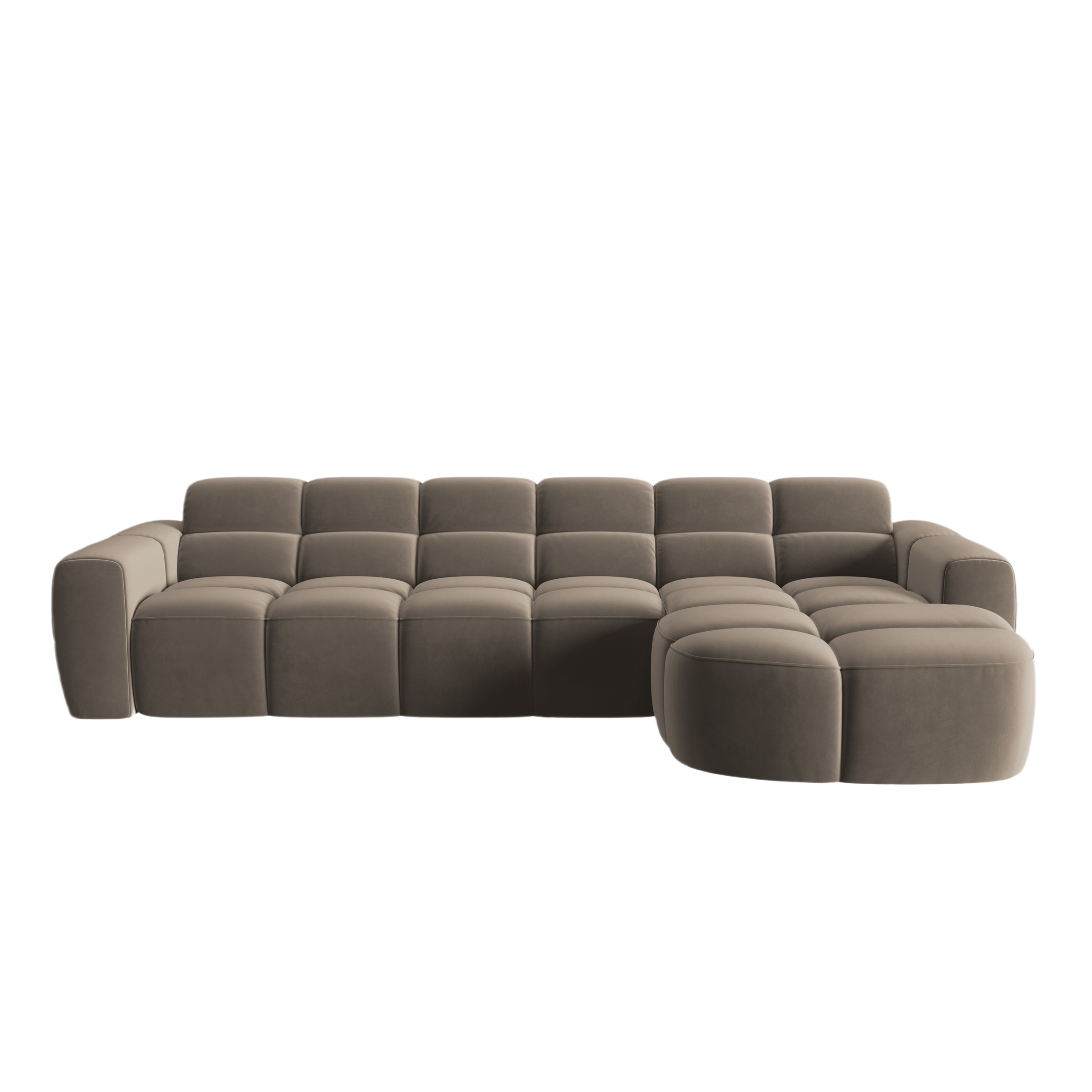 Samt-Ecksofa rechts LISA hellbraun [Monika]  [Julia spr]