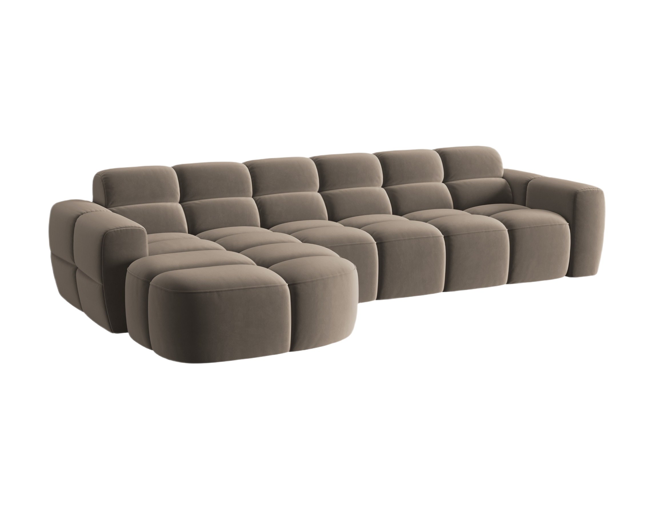 Samt-Ecksofa links LISA hellbraun [Monika]