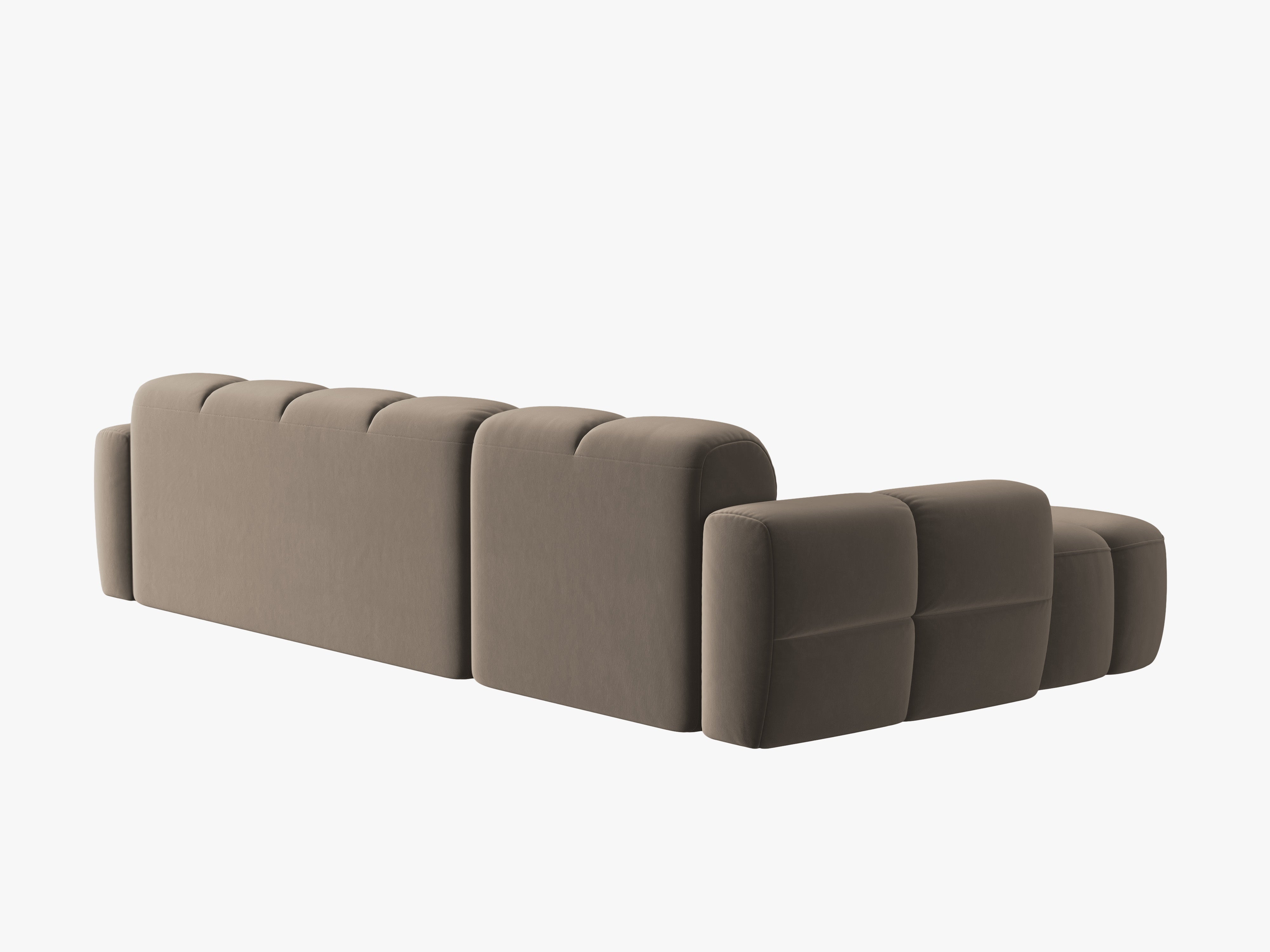 Samt-Ecksofa links LISA hellbraun [Monika]