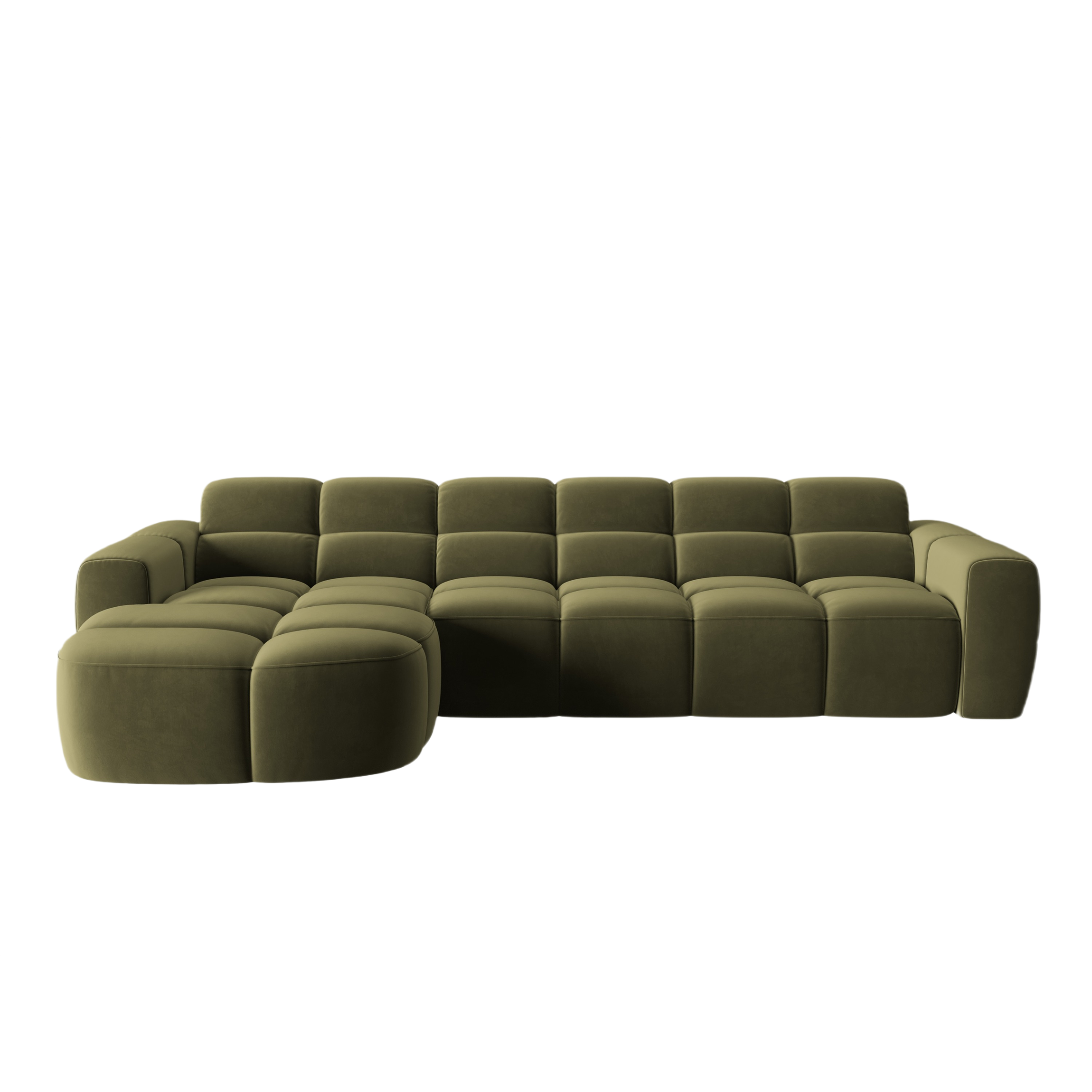 Samt-Ecksofa links LISA hellgrün [Monika]