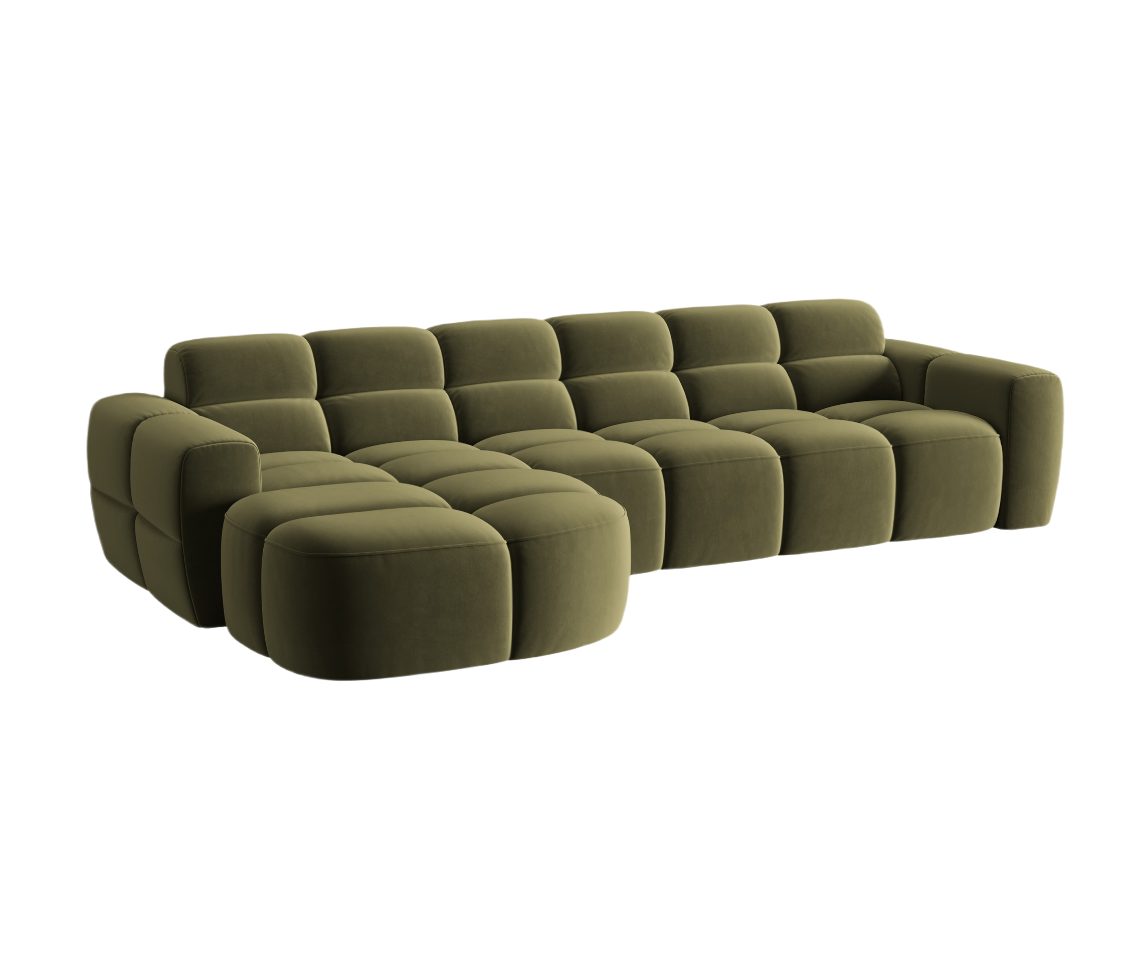 Samt-Ecksofa links LISA hellgrün [Monika]