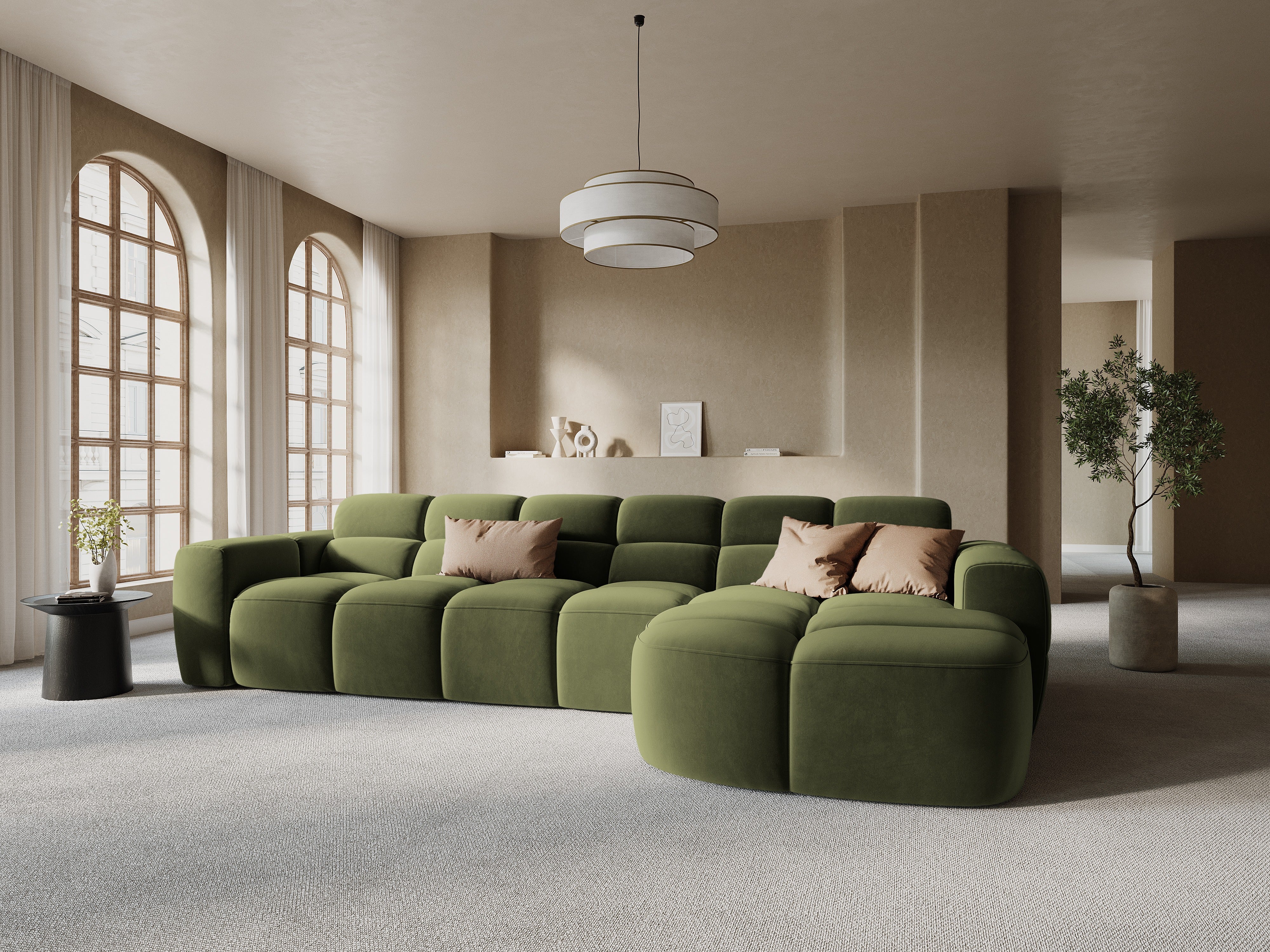 Samt-Ecksofa rechts LISA hellgrün [Monika]  [Julia spr]