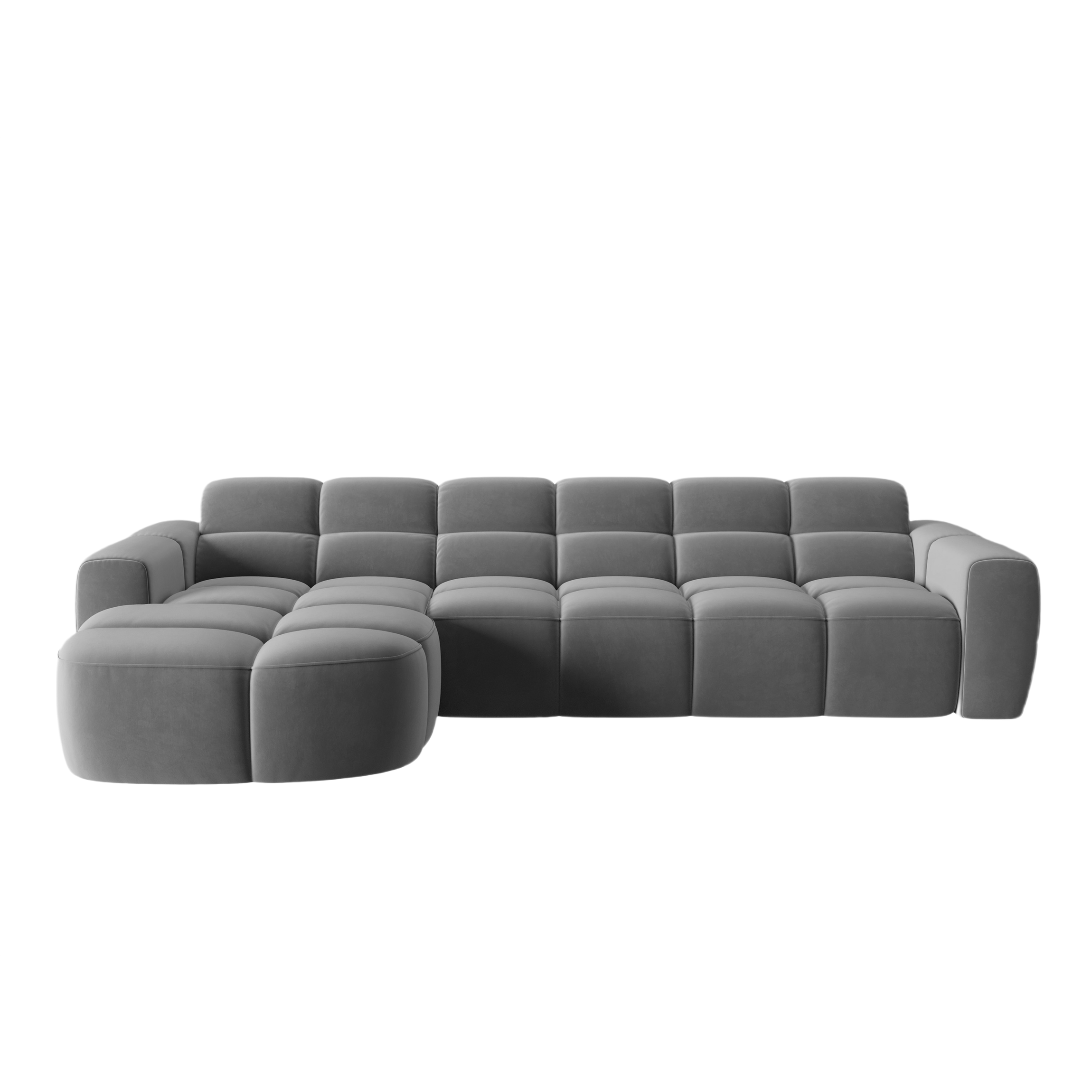 Samt-Ecksofa links LISA hellgrau [Monika] [Julia spr]