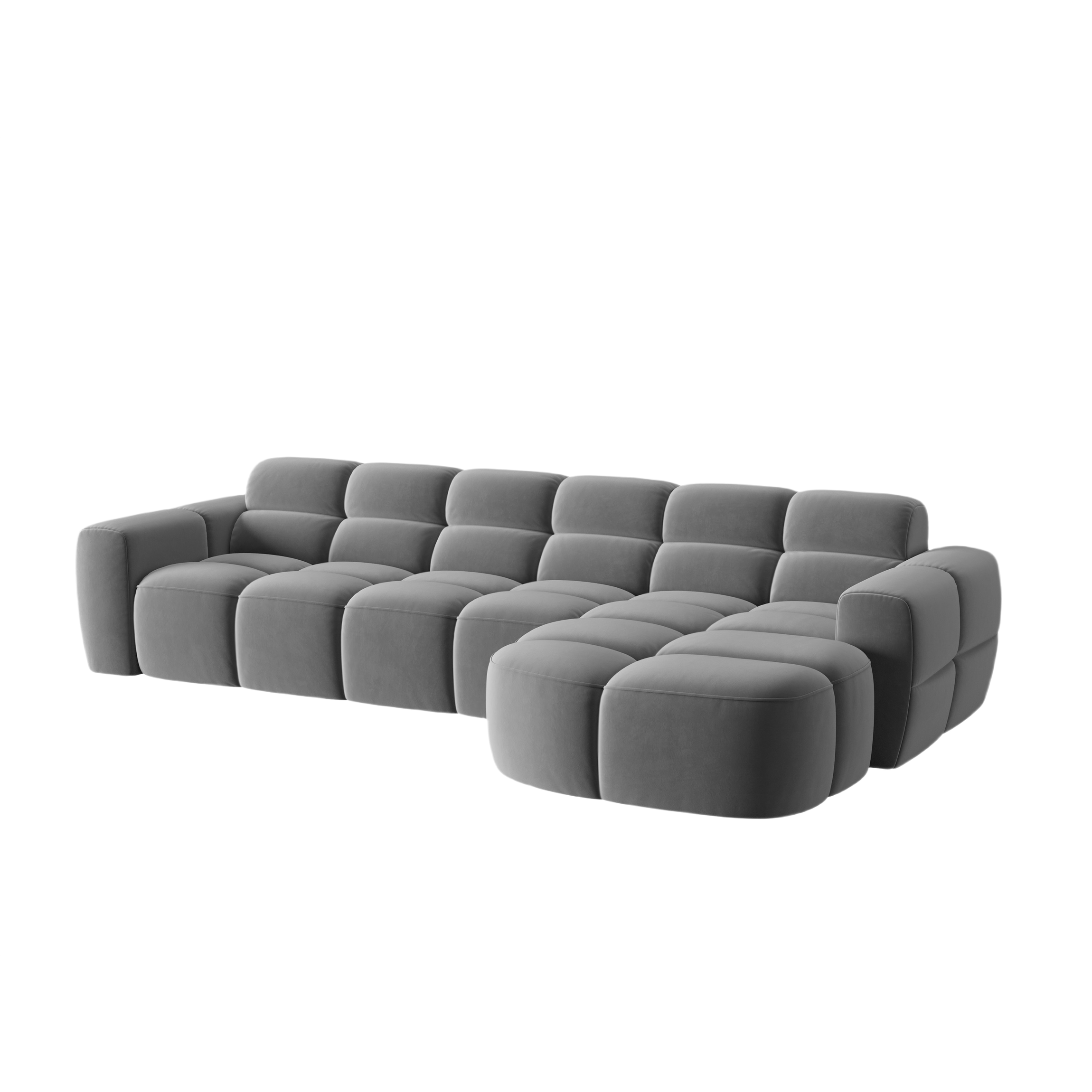 Samt-Ecksofa rechts LISA hellgrau [Monika] [Julia spr]
