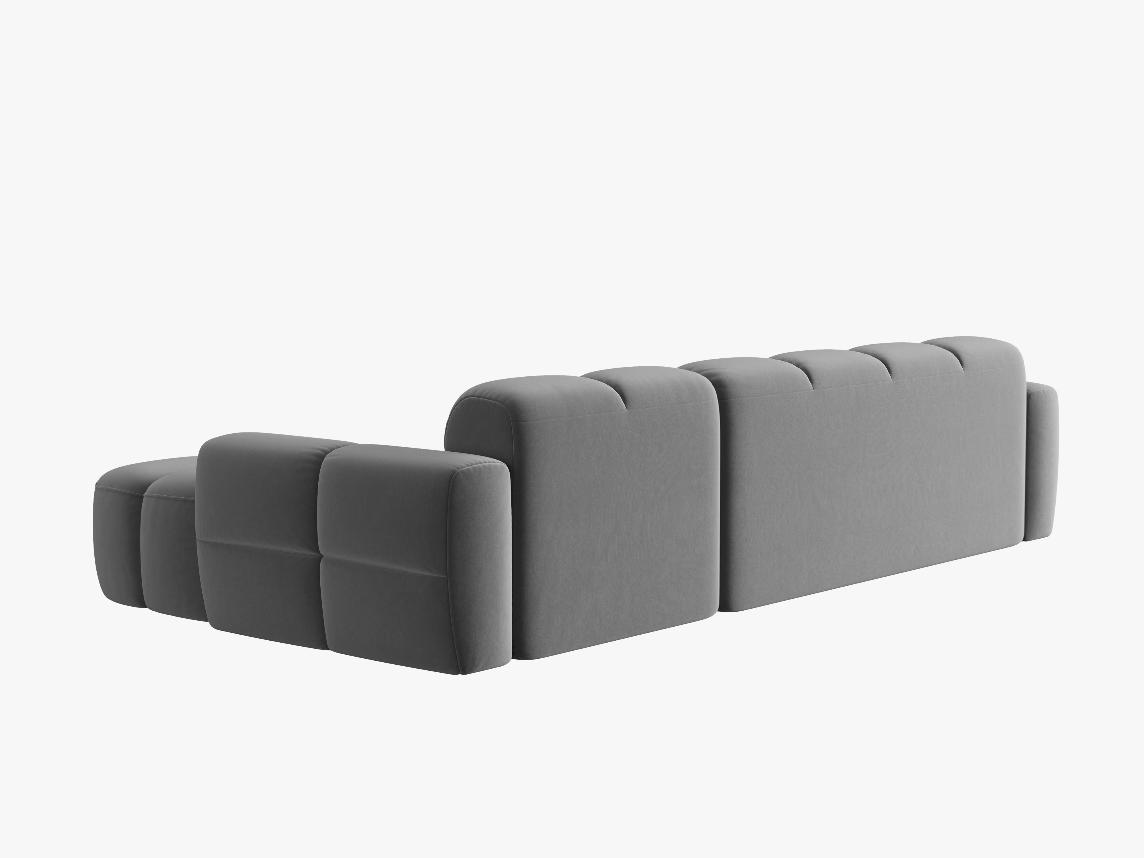 Samt-Ecksofa rechts LISA hellgrau [Monika] [Julia spr]