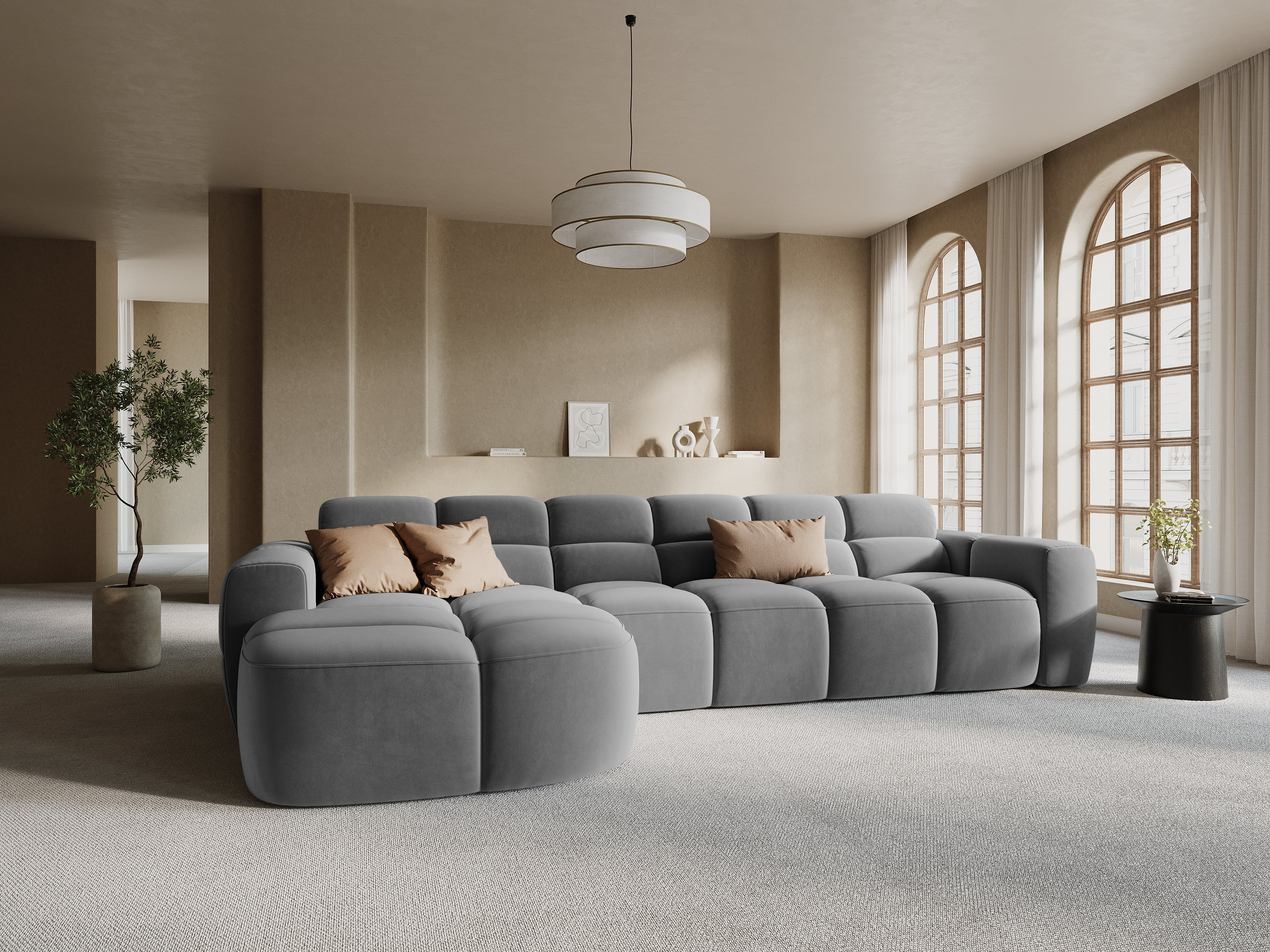 Left-sided corner sofa LISA dark gray chenille [Monika] [Julia spr]