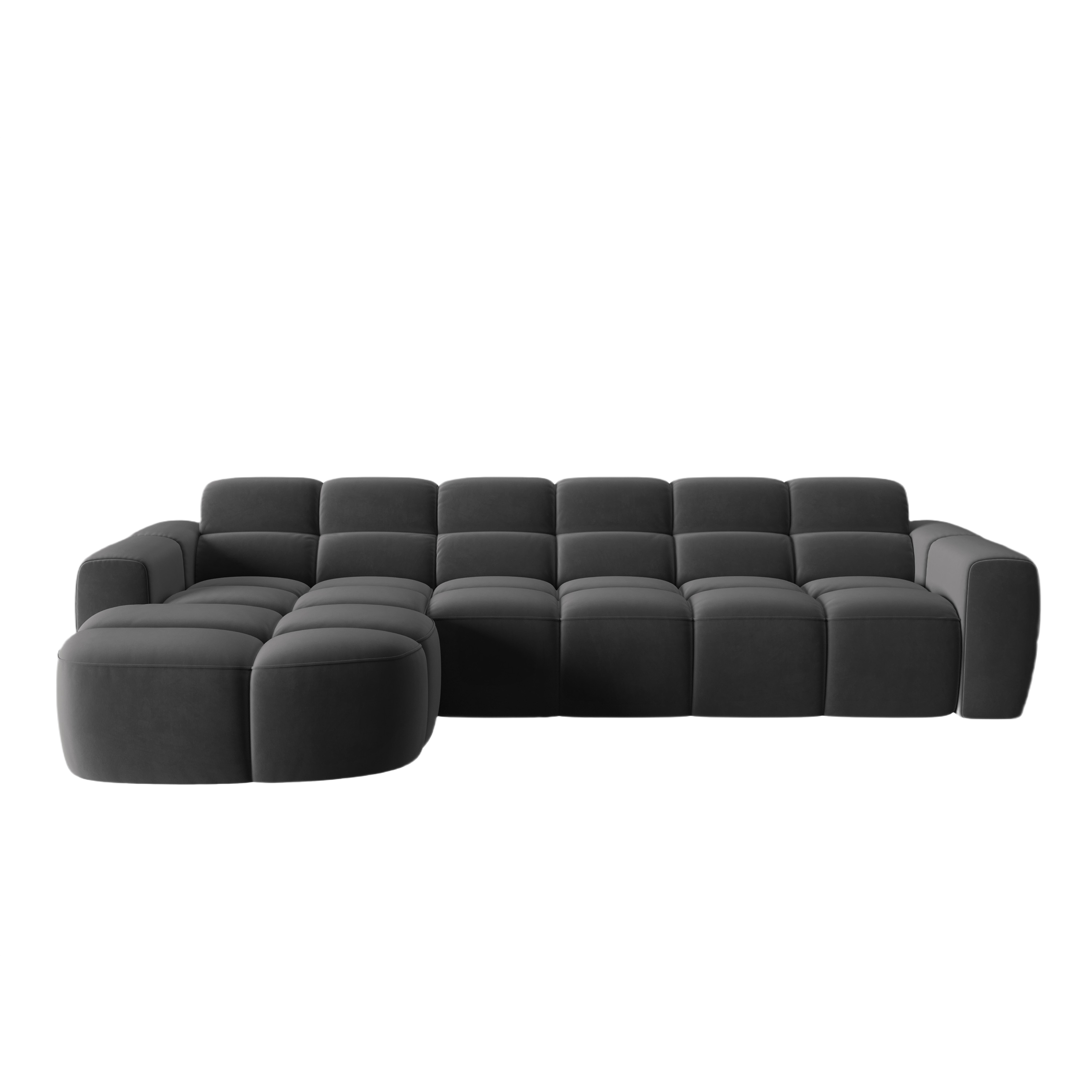 Left-facing velvet corner sofa LISA dark gray [Monika] [Julia spr]
