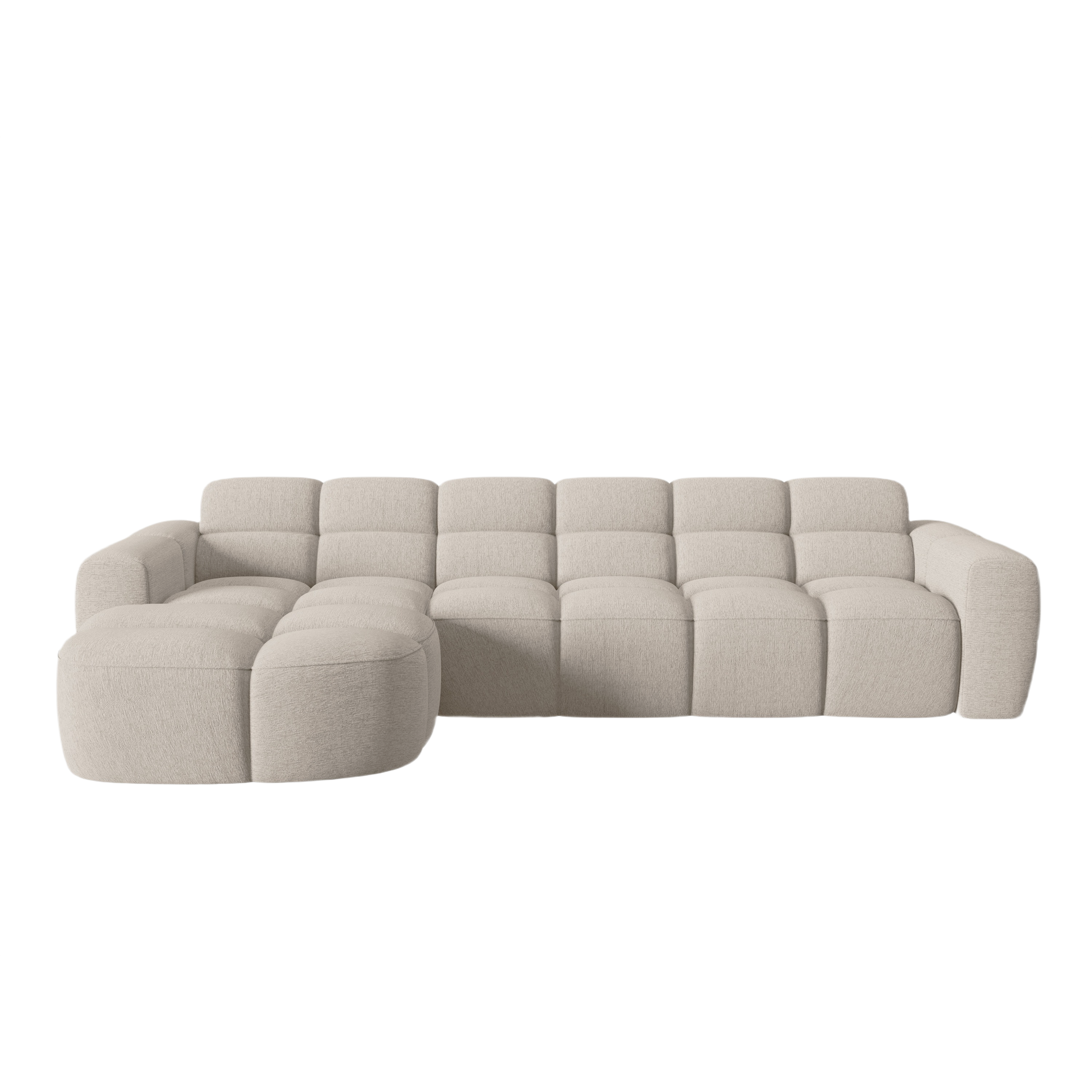 Linksseitige Eckcouch LISA sandfarbener Chenille [Monika] [Julia spr]