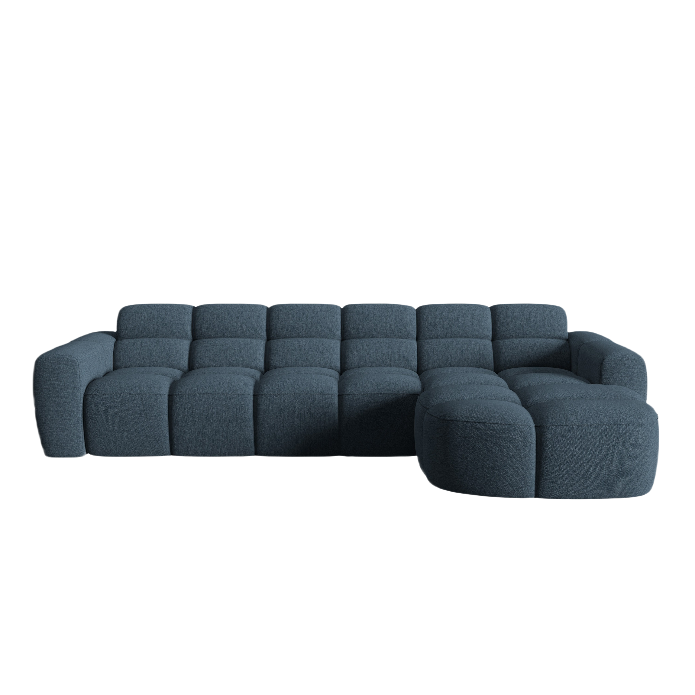 Rechtsseitige Eckcouch LISA dunkelblauer Chenille [Monika]
