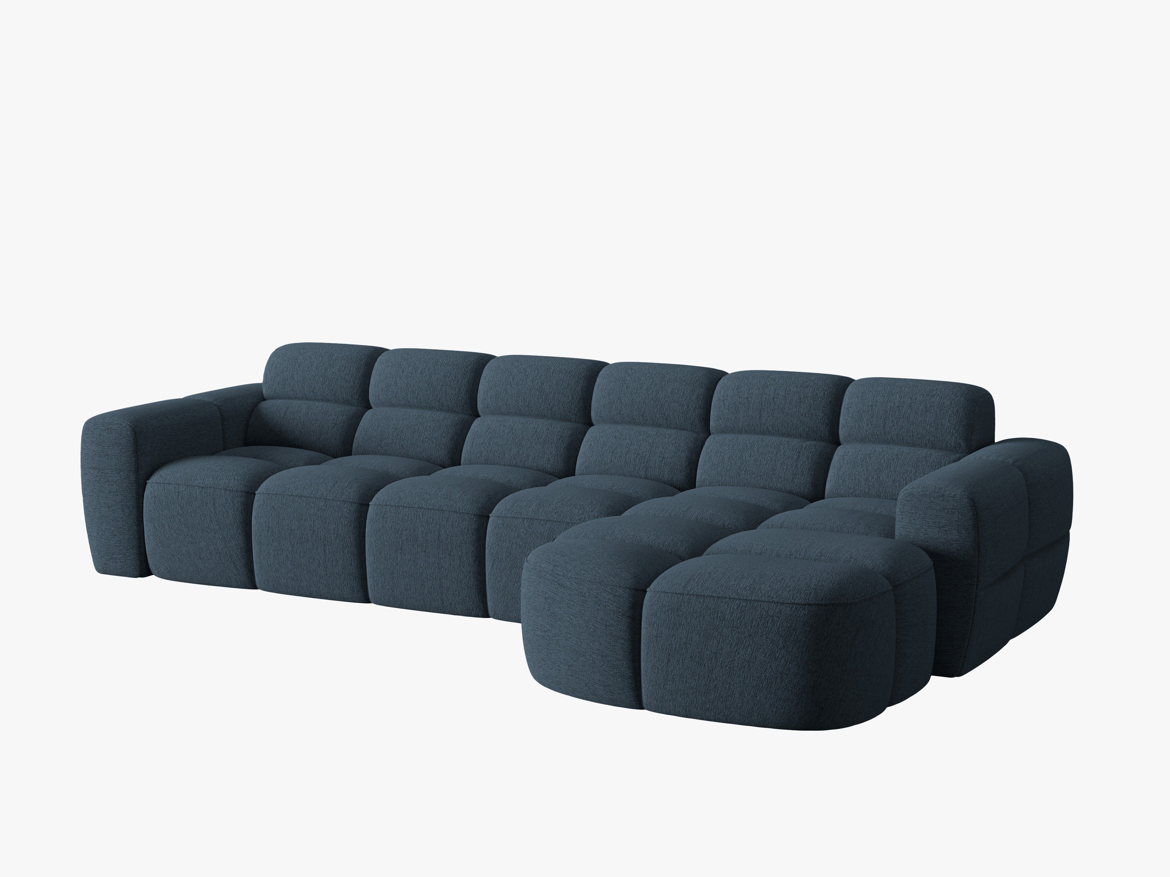 Rechtsseitige Eckcouch LISA dunkelblauer Chenille [Monika]