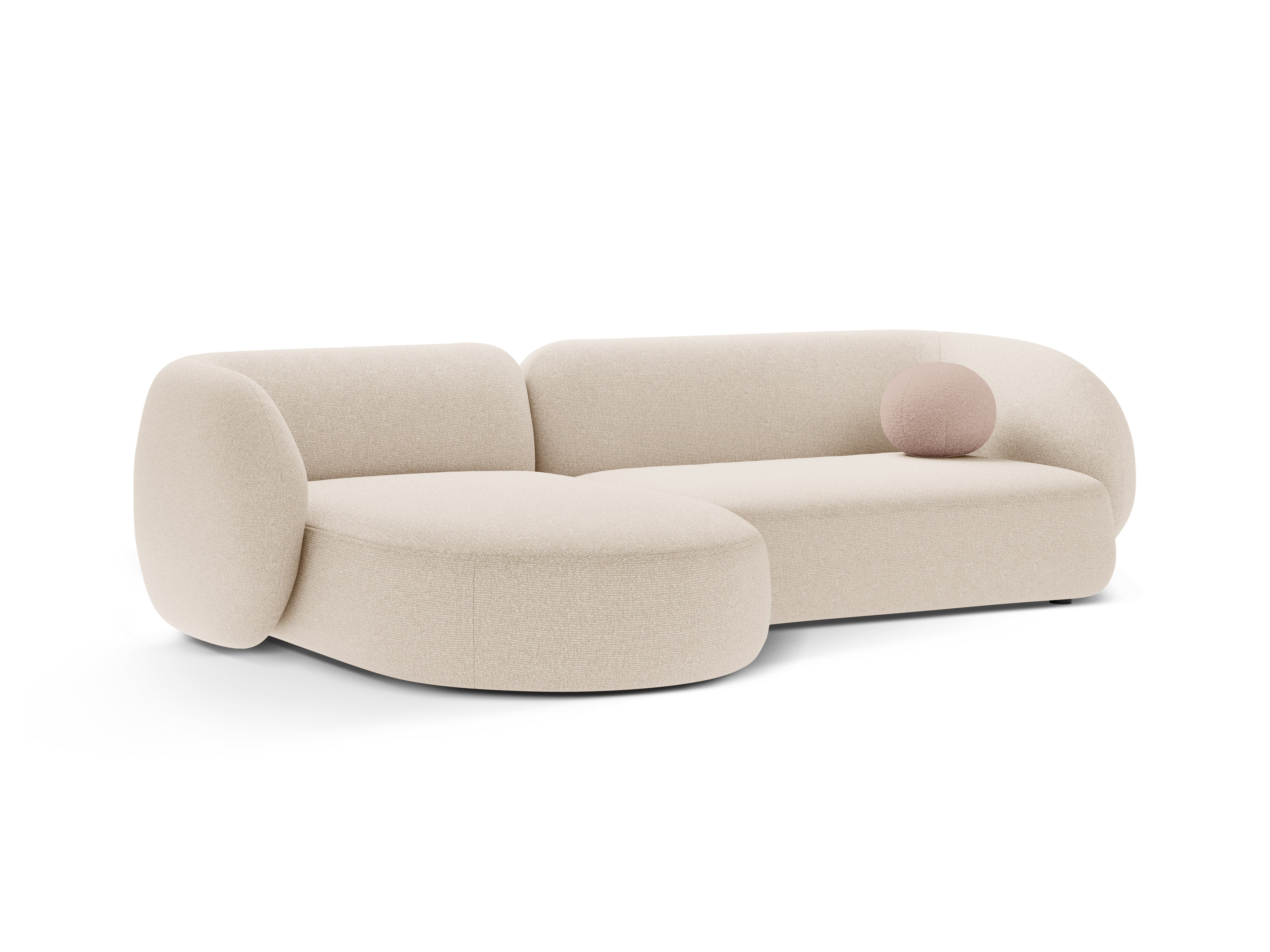 Linksseitiges 3-Sitzer-Sofa KATE hellbeige Melange