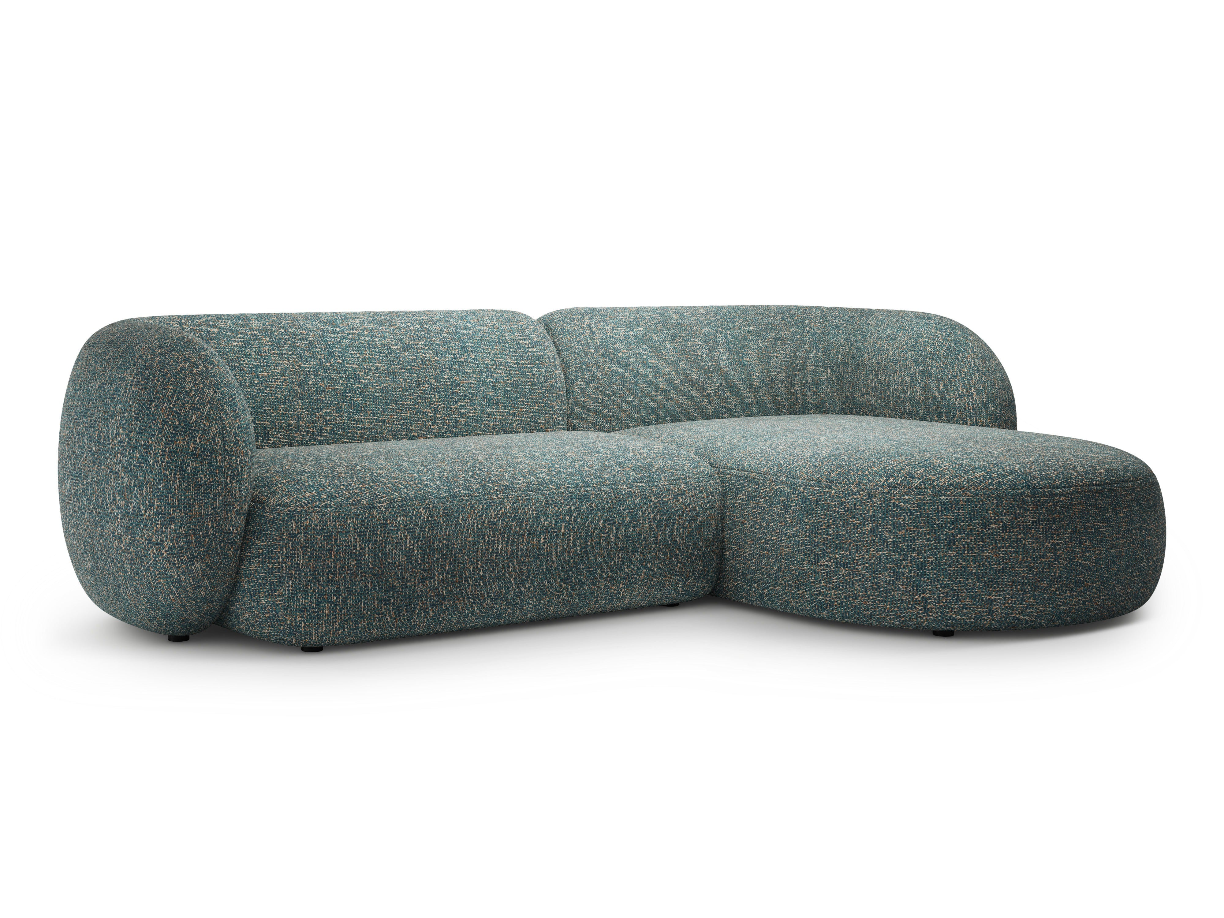 Rechtsseitige 3-Sitzer-Eckcouch KATE in blauer Melange