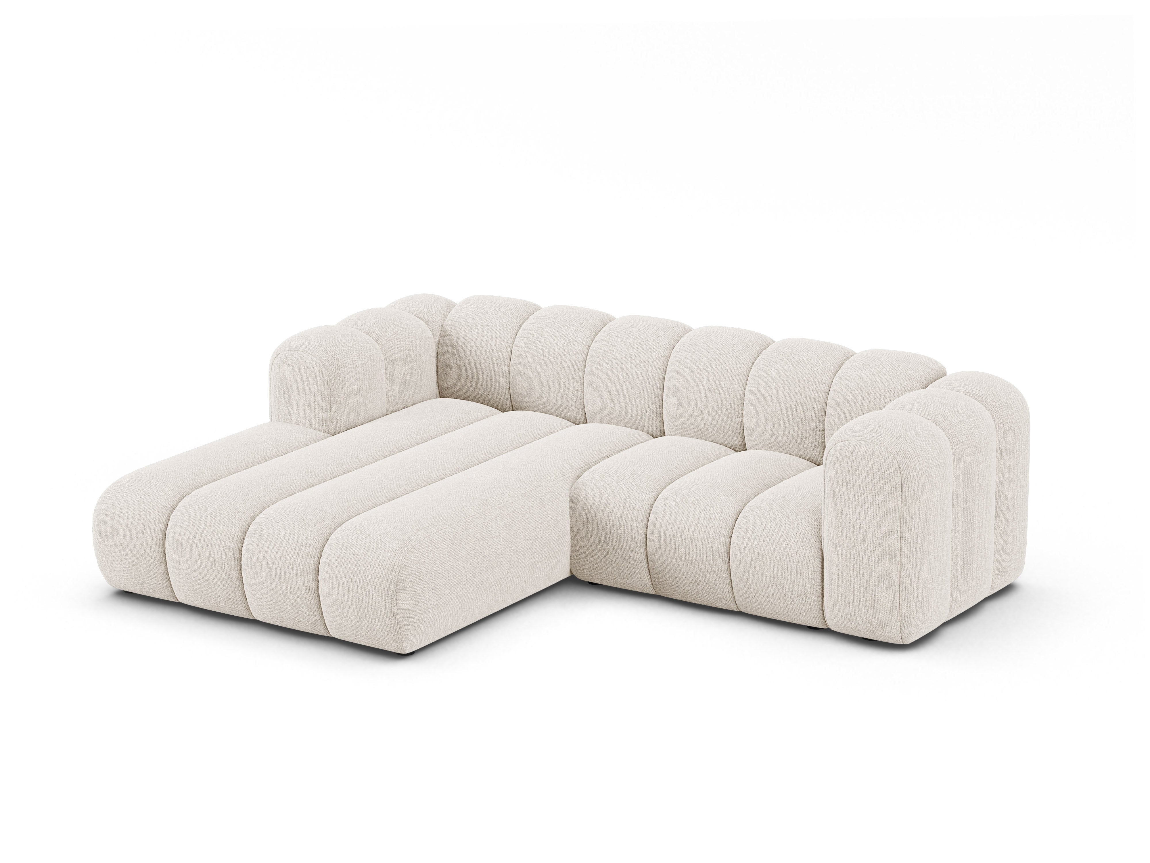 3-sitzige linke LUPINE Eckcouch in hellem beige Chenille