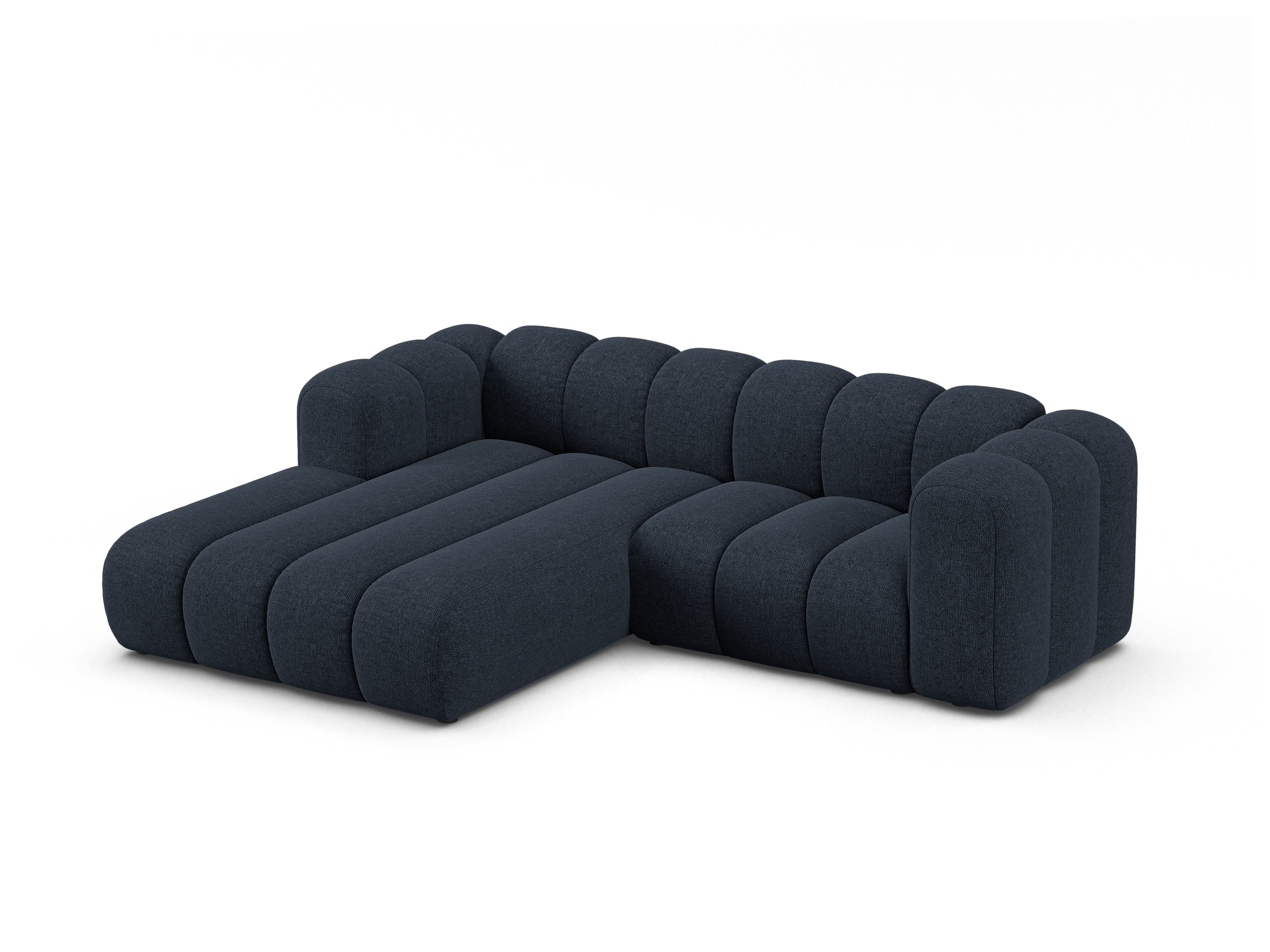 3-sitziger linker Ecksofa LUPINE in marineblauem Chenille