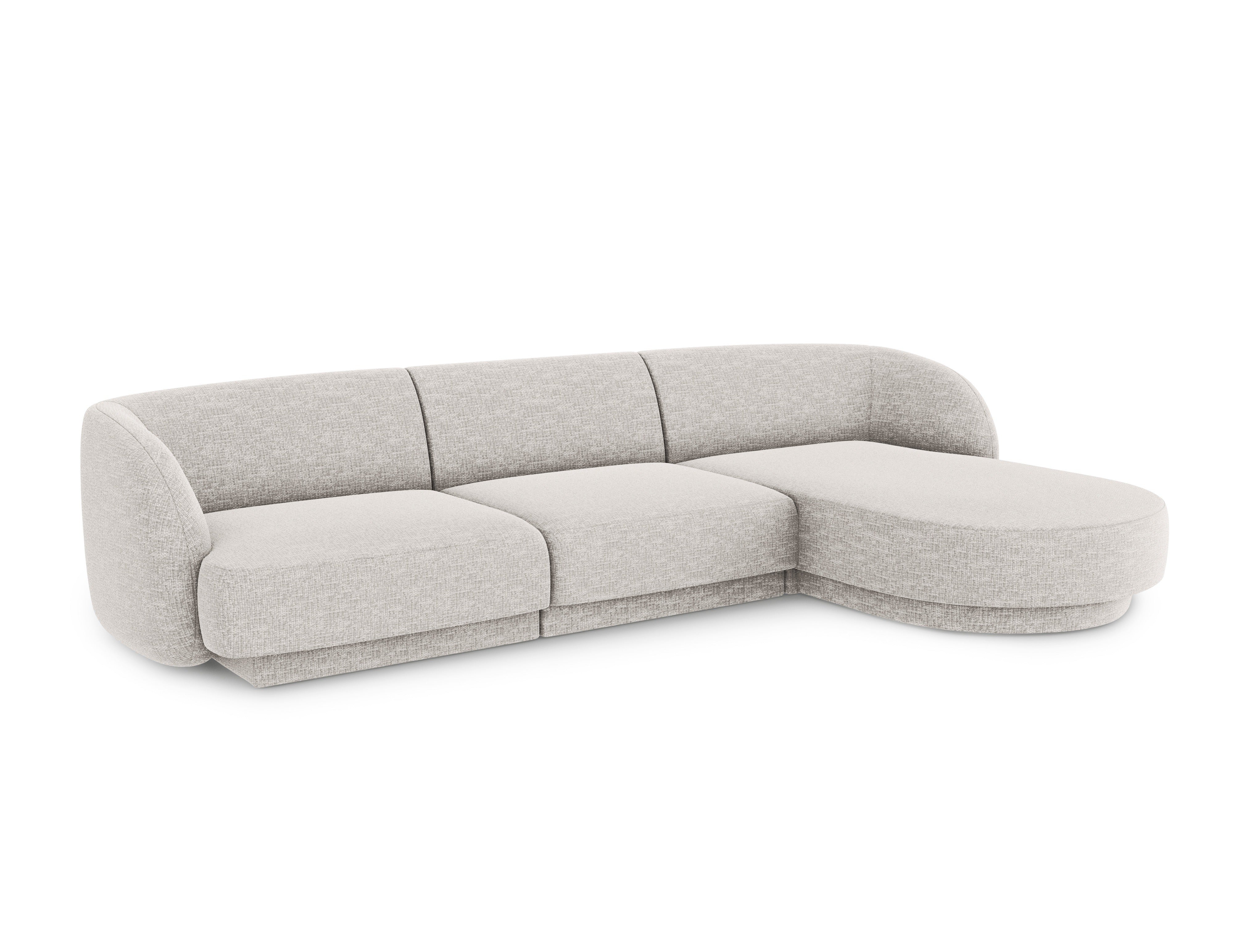 4-sitzige rechteckige Eckcouch MILEY graues Chenille