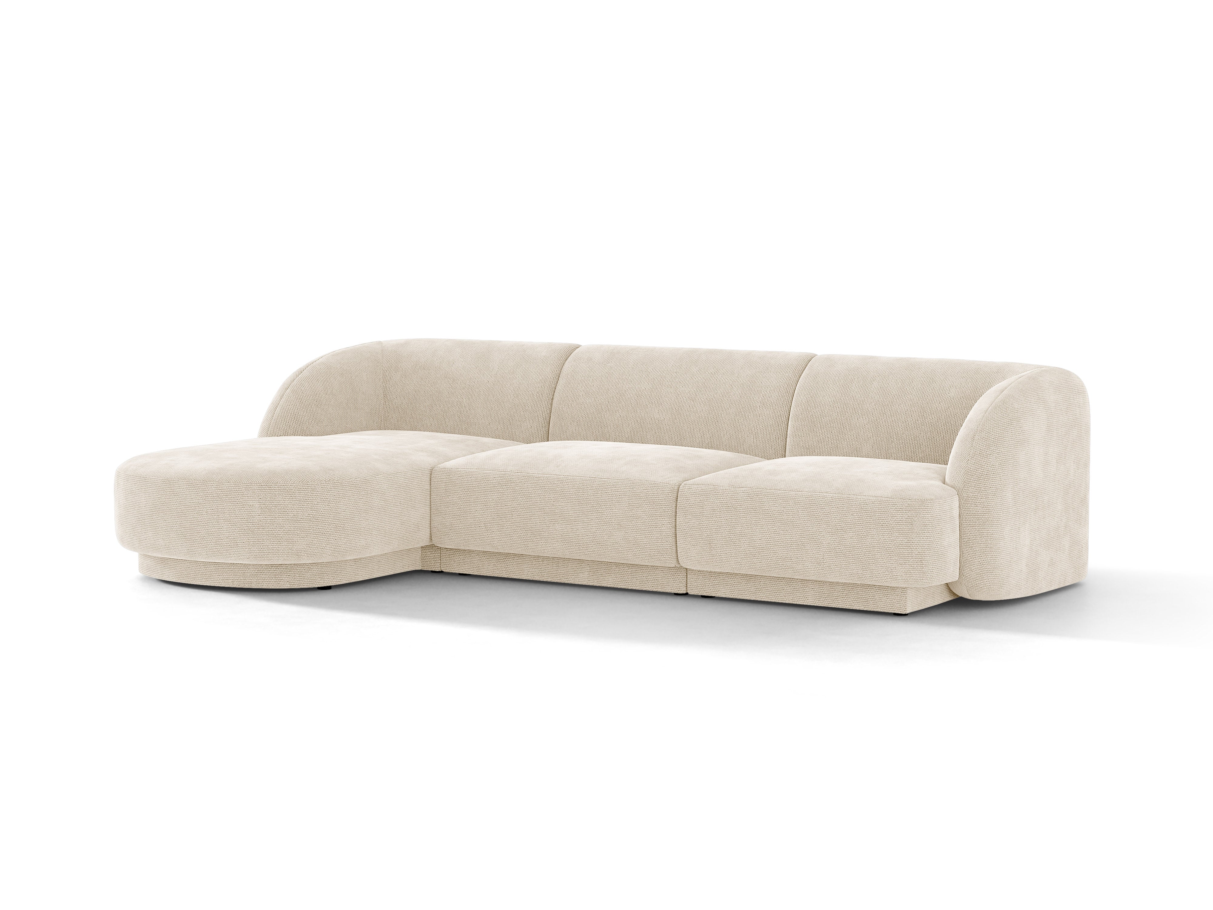 4-sitziger linker Ecksofa MILEY Elfenbein Chenille