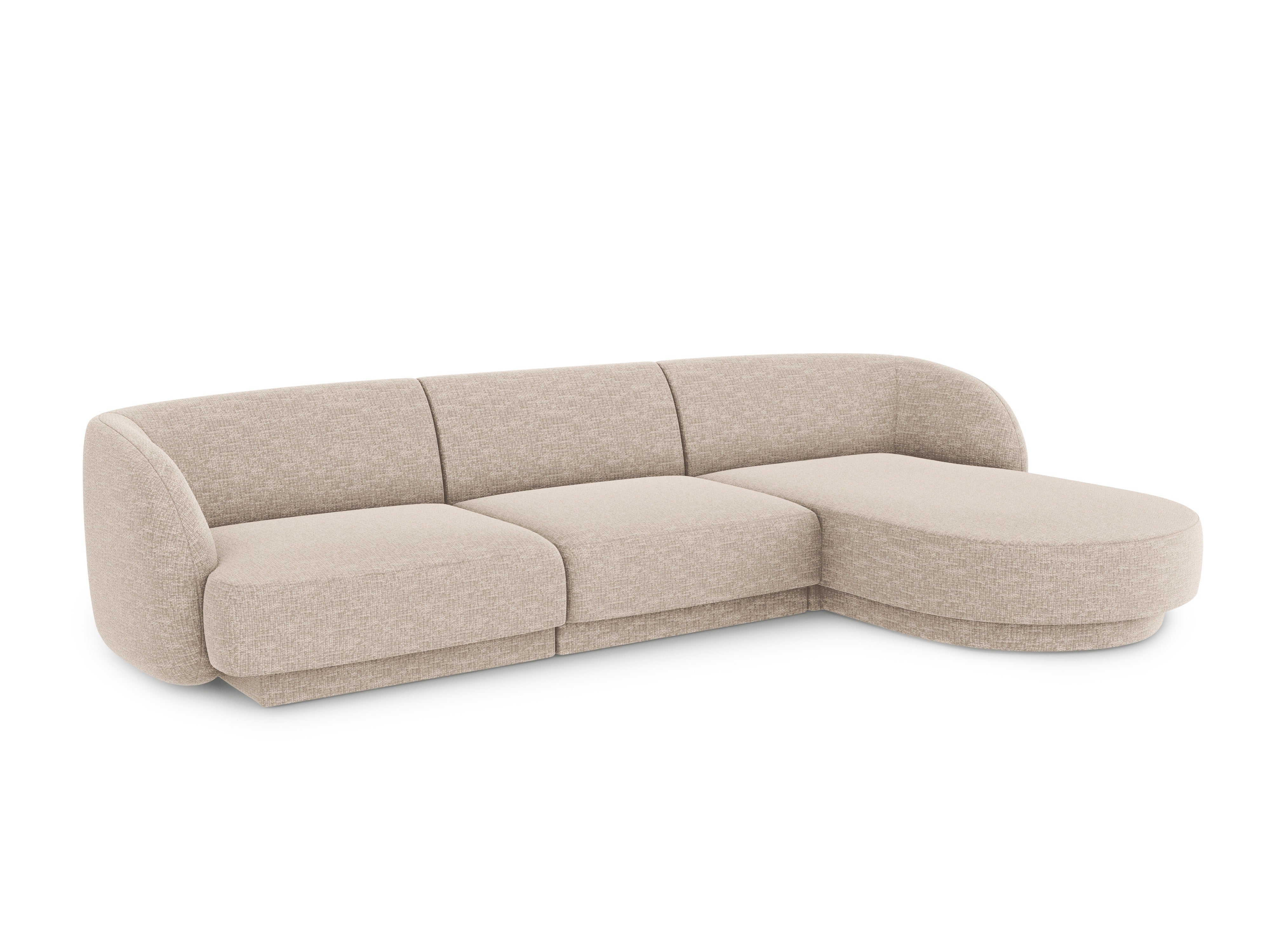 4-sitziger rechter Ecksofa MILEY in beigem Chenille
