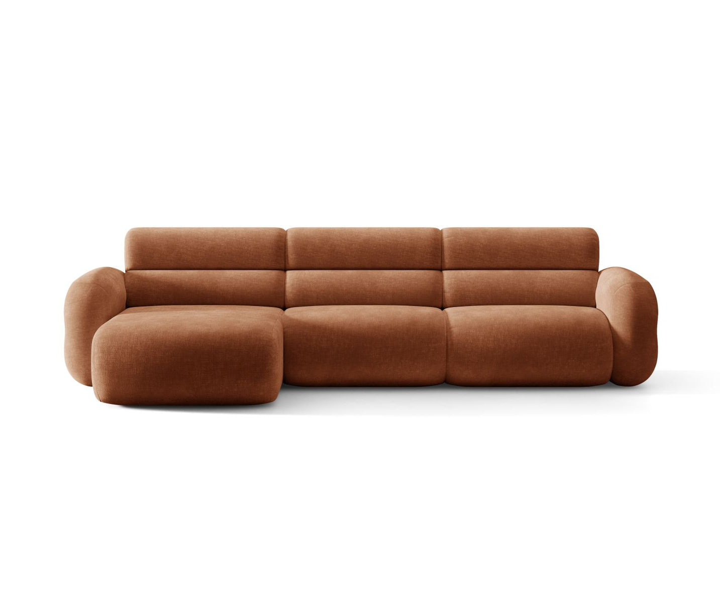 Ecksofa links NEO aus ziegelrotem Chenille
