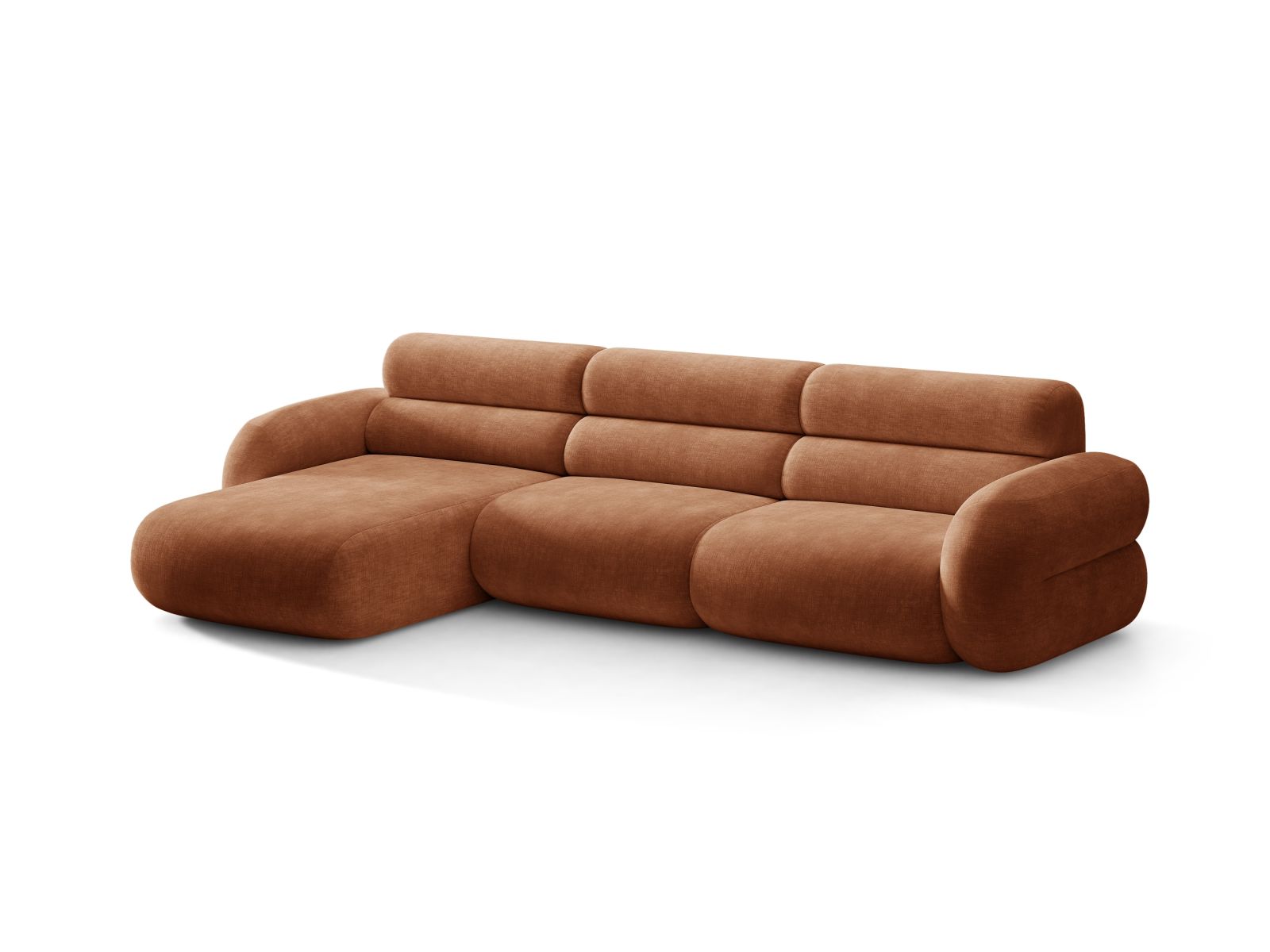 Ecksofa links NEO aus ziegelrotem Chenille