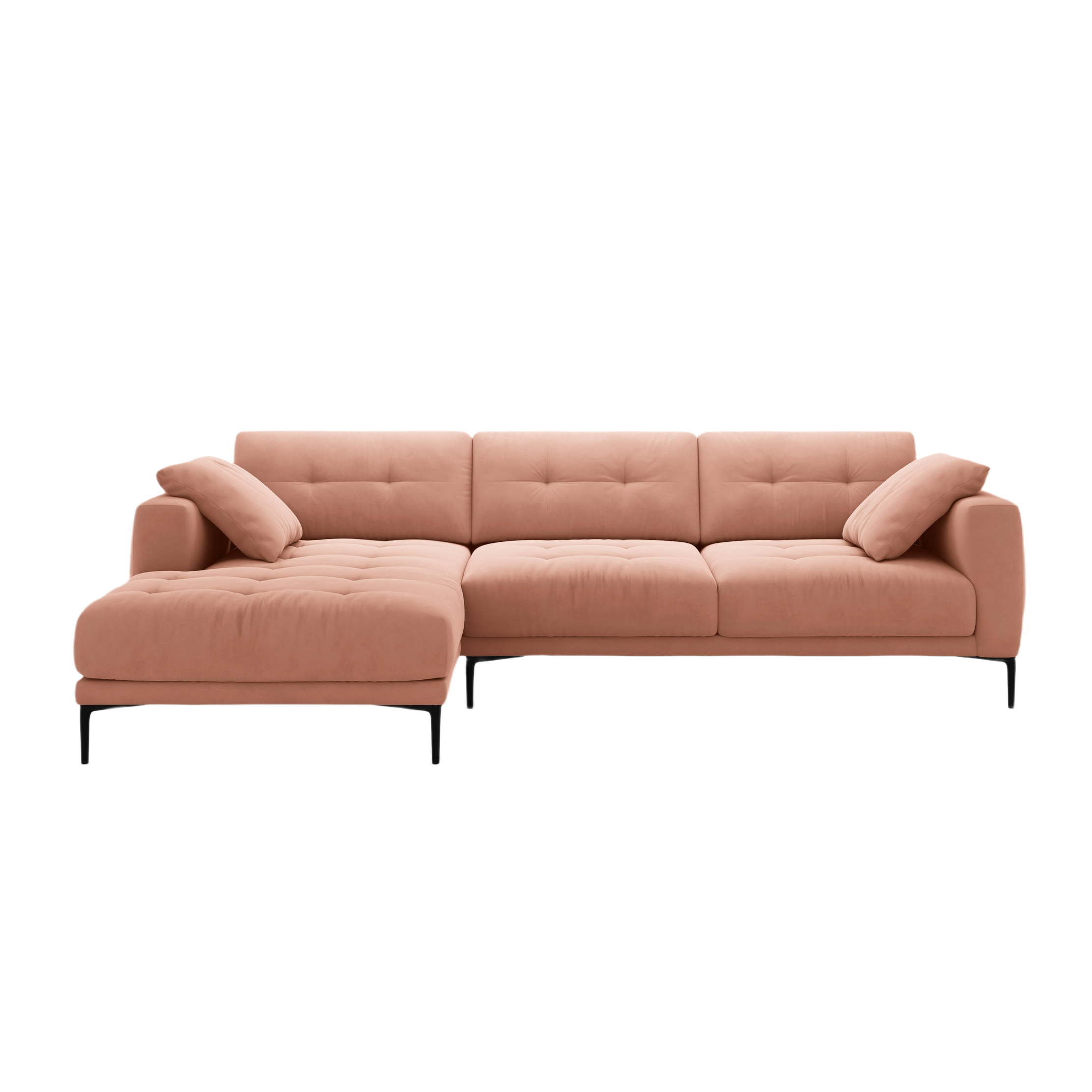 Left-facing velvet corner sofa BEMY pink