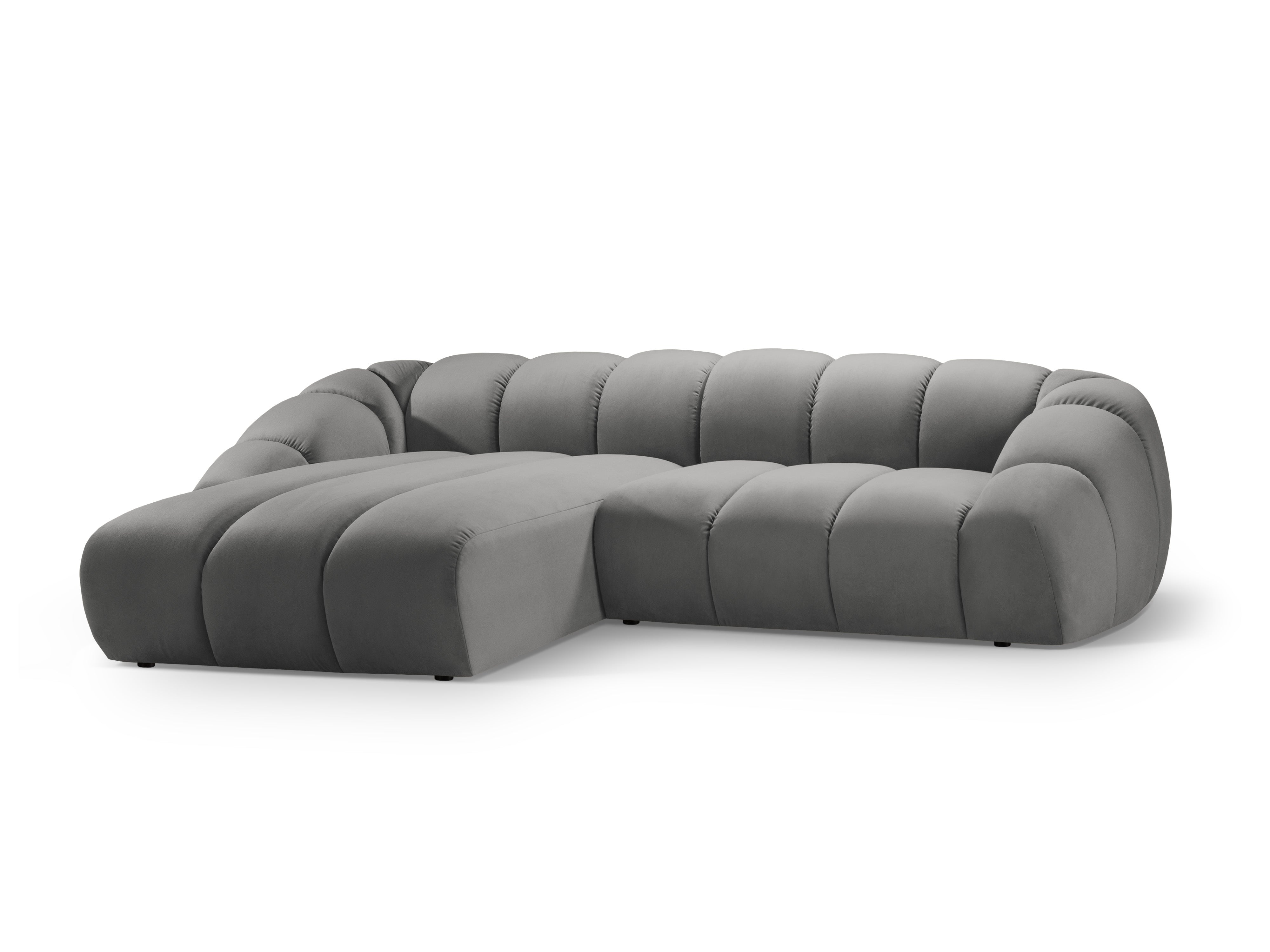 Velvet Left Corner Sofa, "Diana", 4 Seats, Gray, 334x182x72
Made in Europe