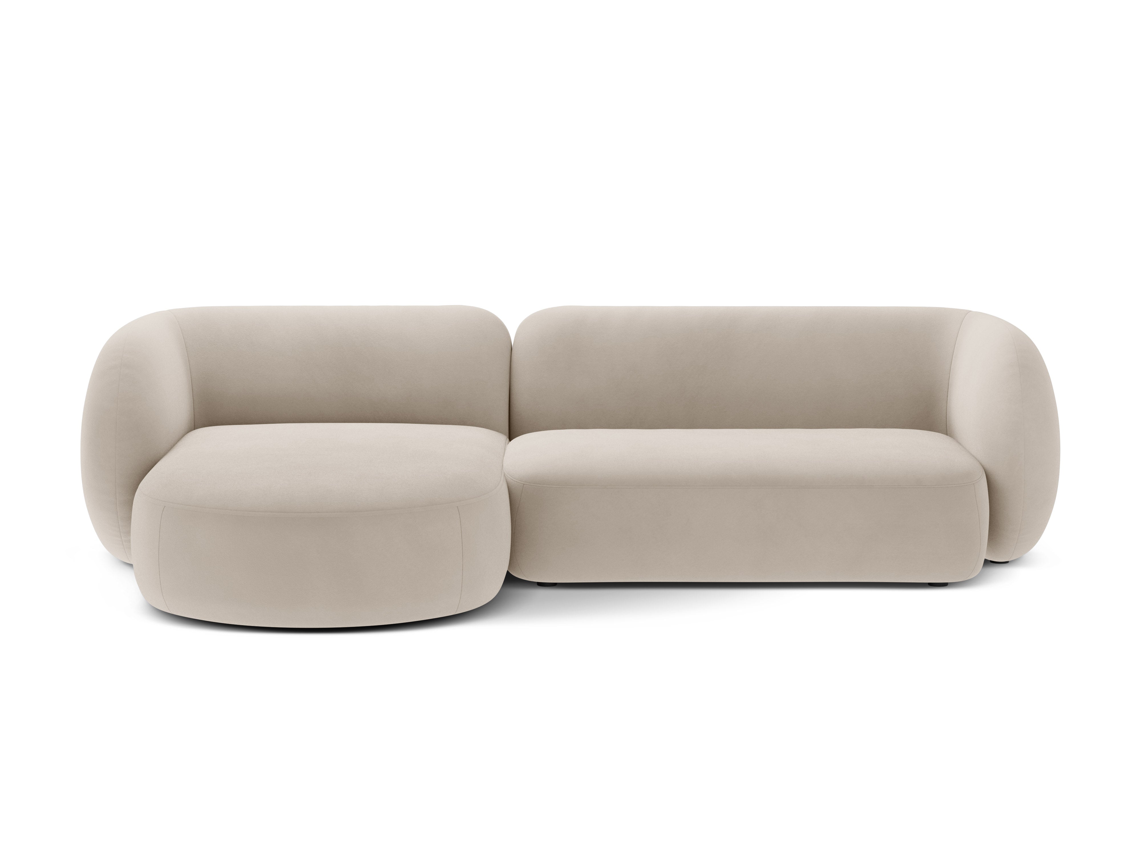 Samt-Ecksofa linksseitig 3-sitzig KATE beige