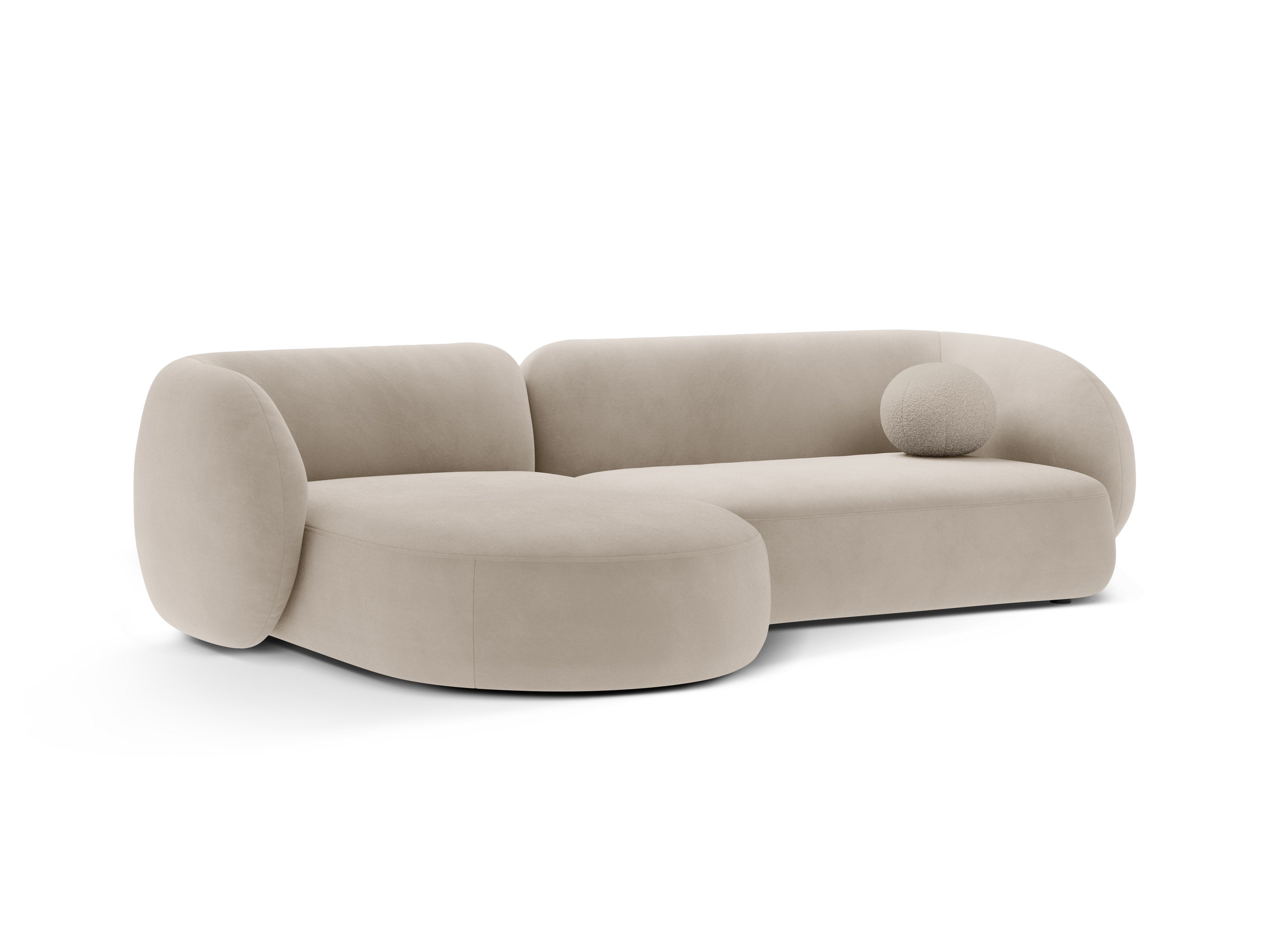 Samt-Ecksofa linksseitig 3-sitzig KATE beige
