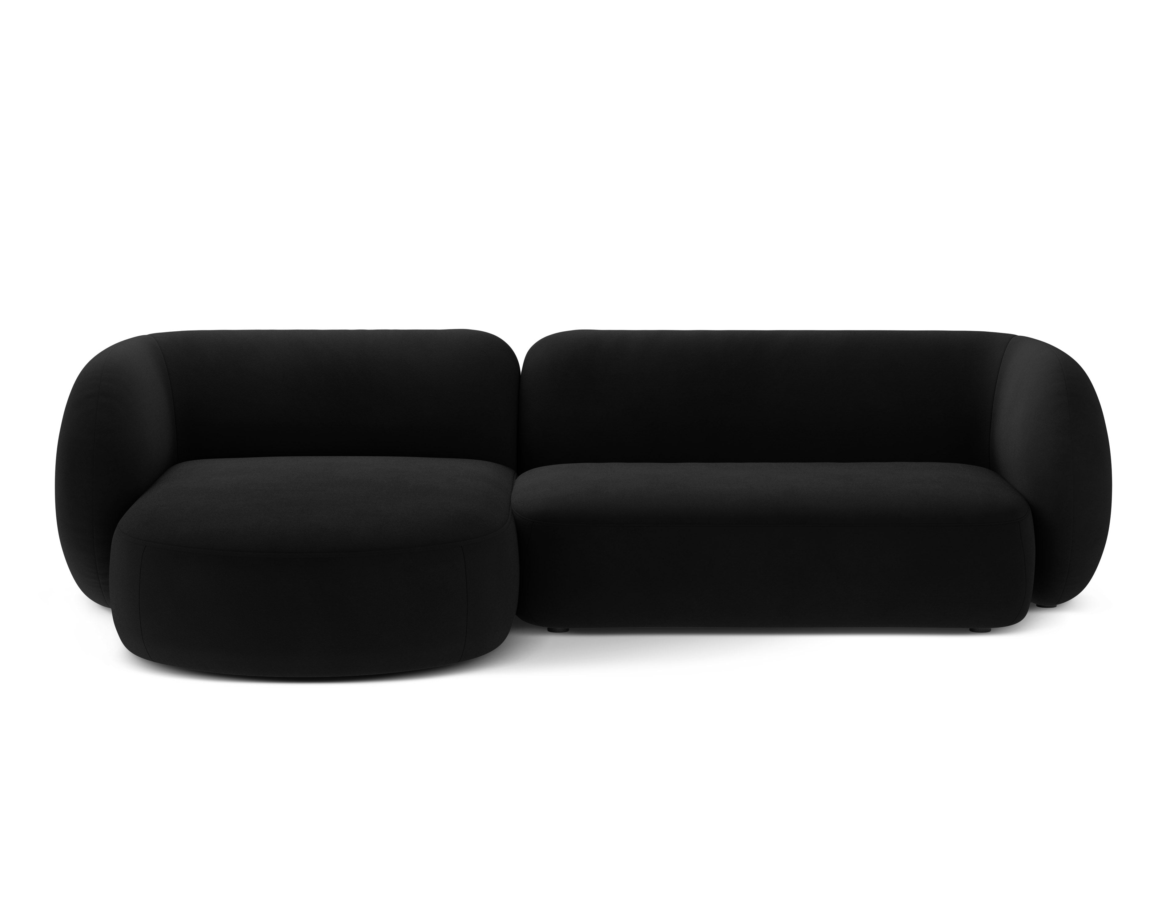 Samt-Ecksofa links 3-Sitzer KATE schwarz