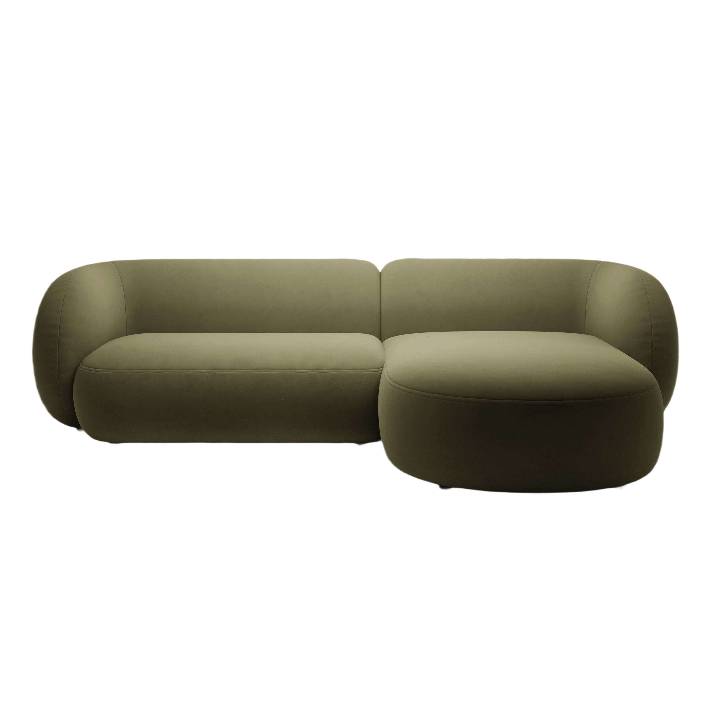 Right-facing velvet corner sofa for 3 people KATE green