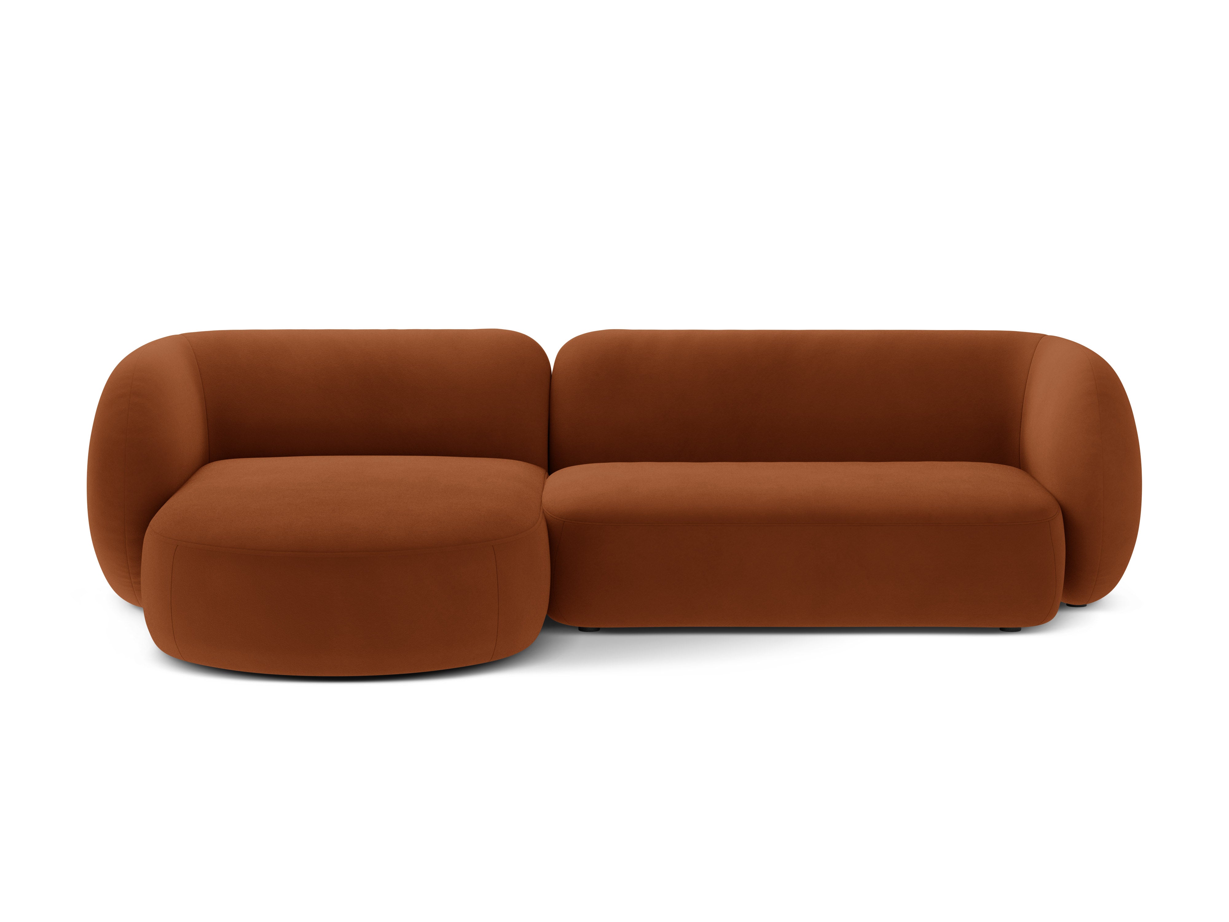 Samt-Ecksofa linksseitig 3-sitzig KATE terracotta