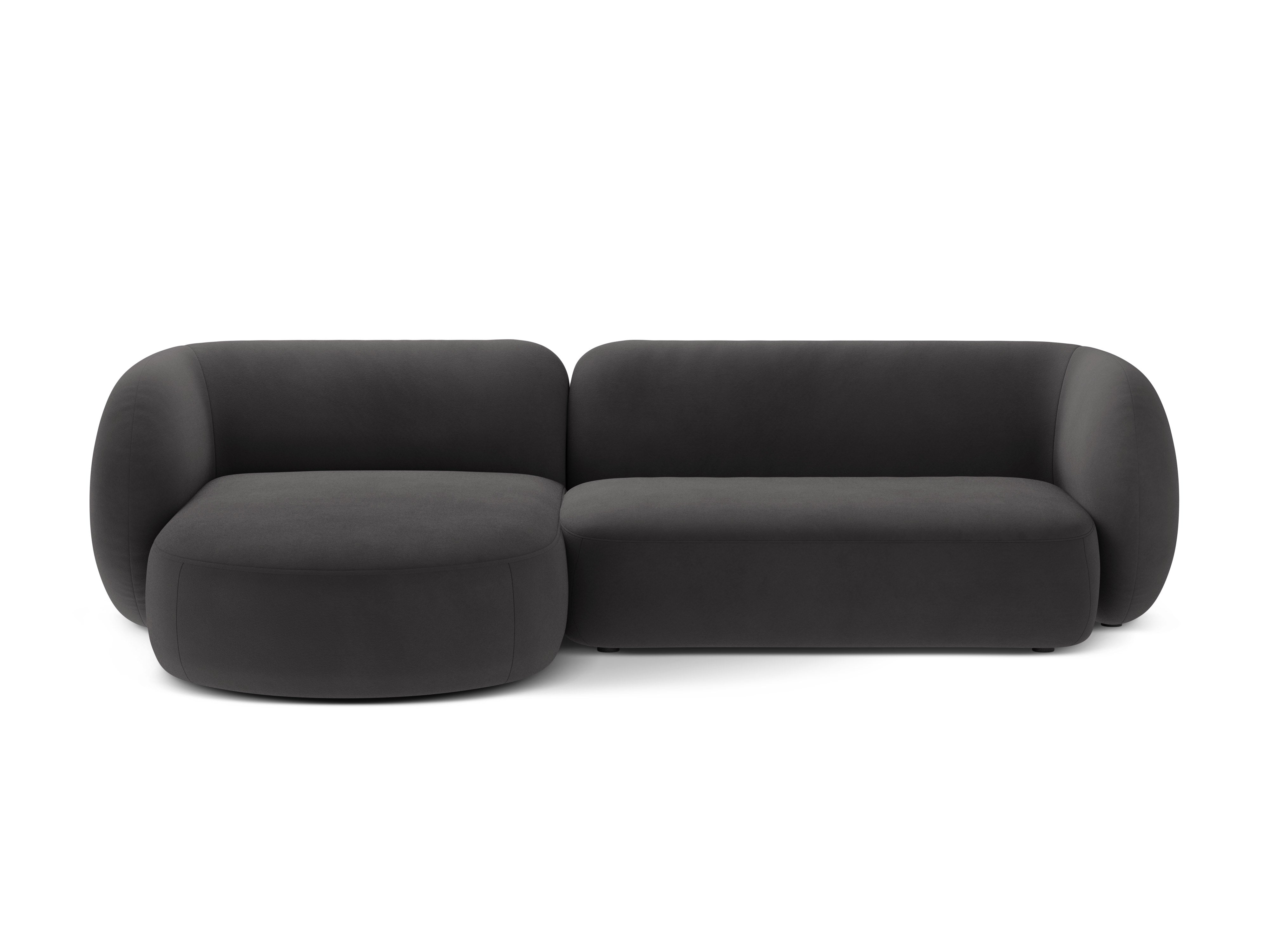 Left-facing velvet corner sofa for 3 people KATE dark gray