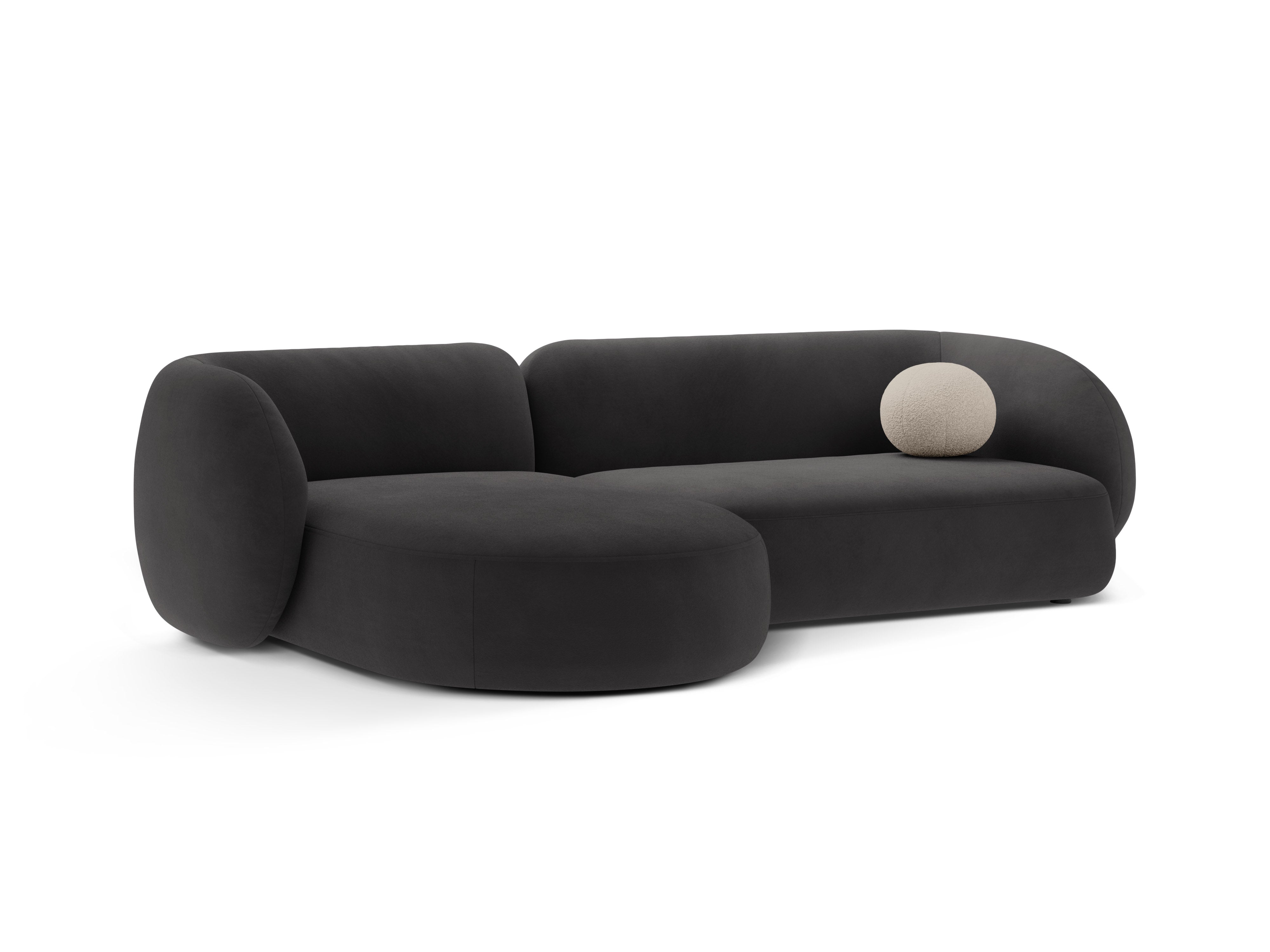 Left-facing velvet corner sofa for 3 people KATE dark gray